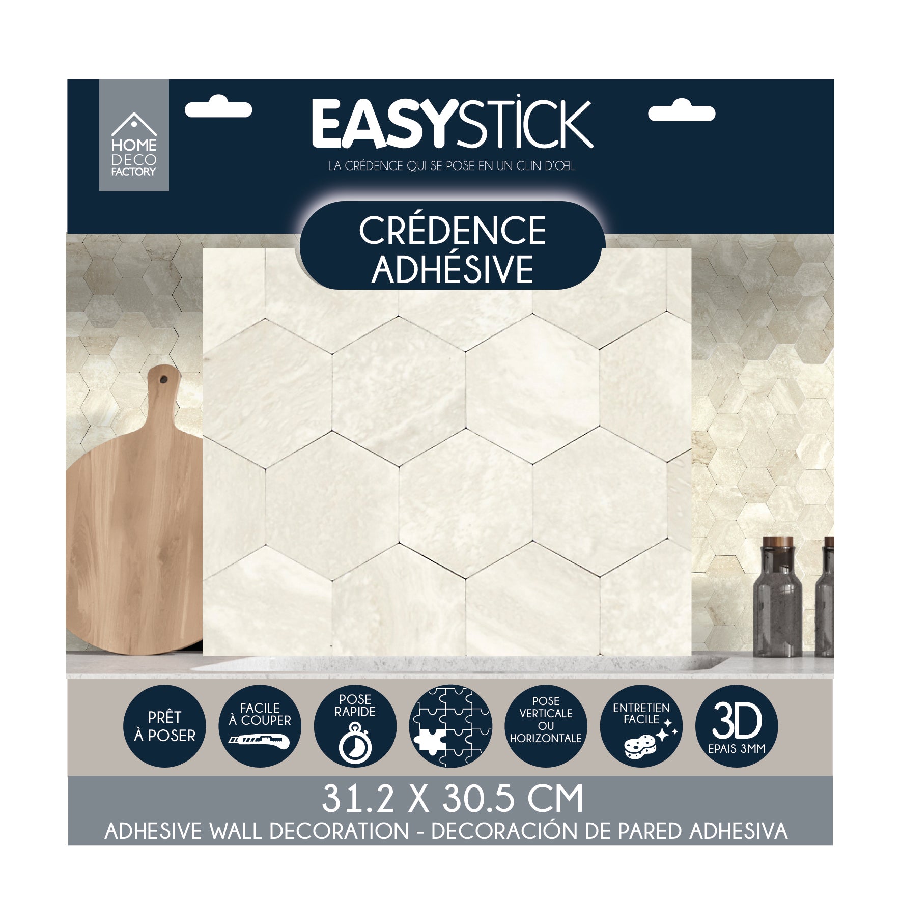 CREDENCE ADHESIVE RIGIDE MOSAIQUE TRAVERTIN