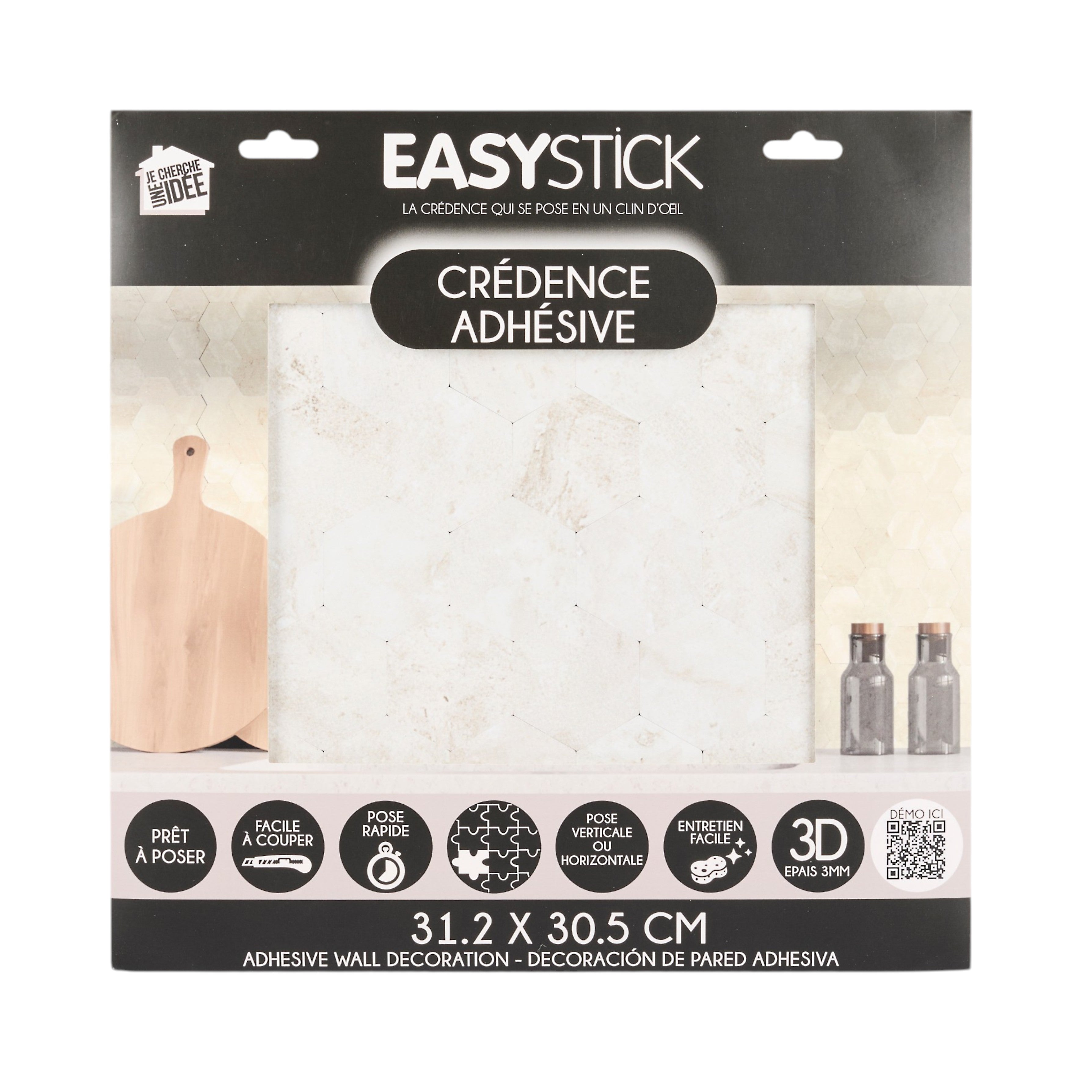 CREDENCE ADHESIVE RIGIDE MOSAIQUE TRAVERTIN