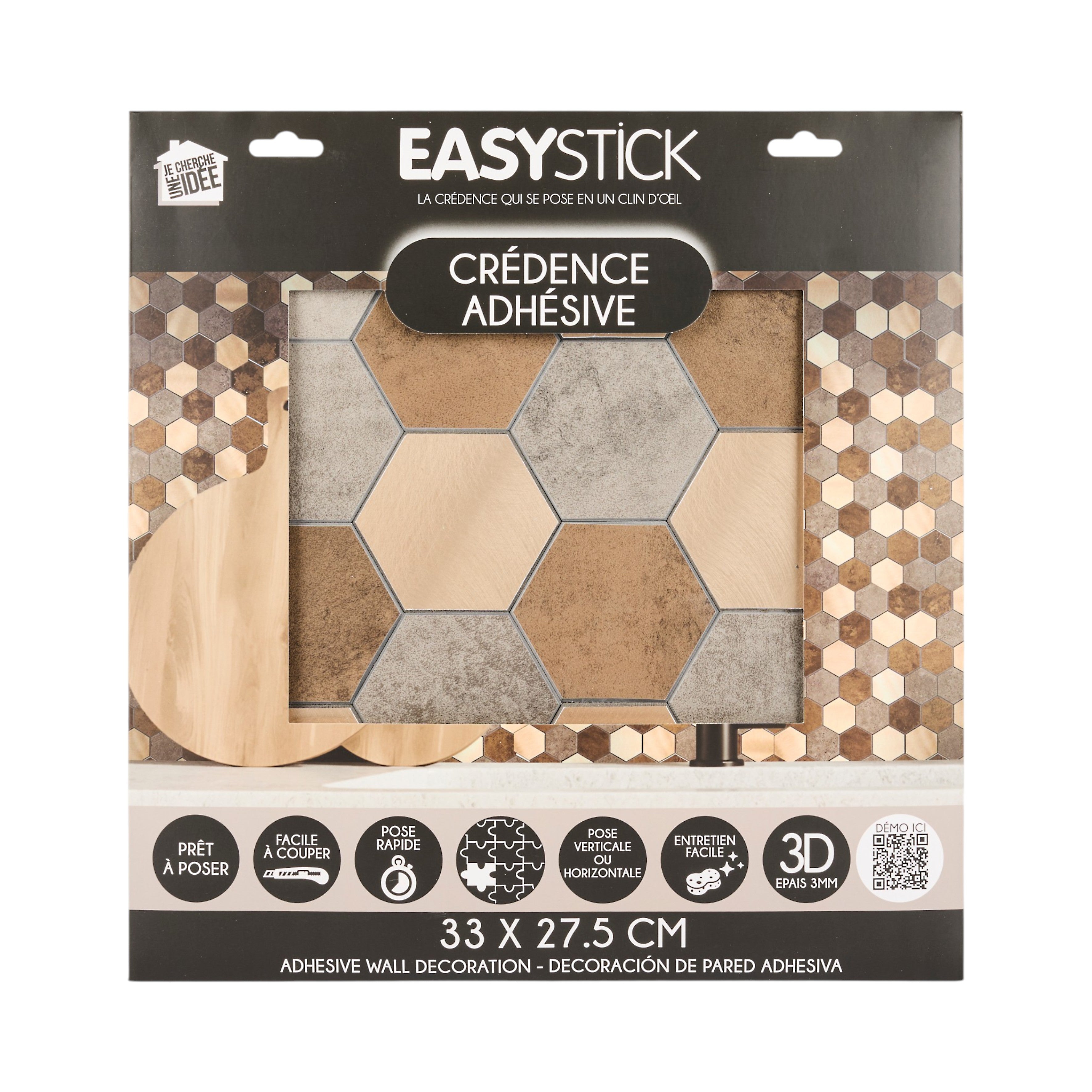 CREDENCE ADHESIVE RIGIDE HEXAGONE BRONZE