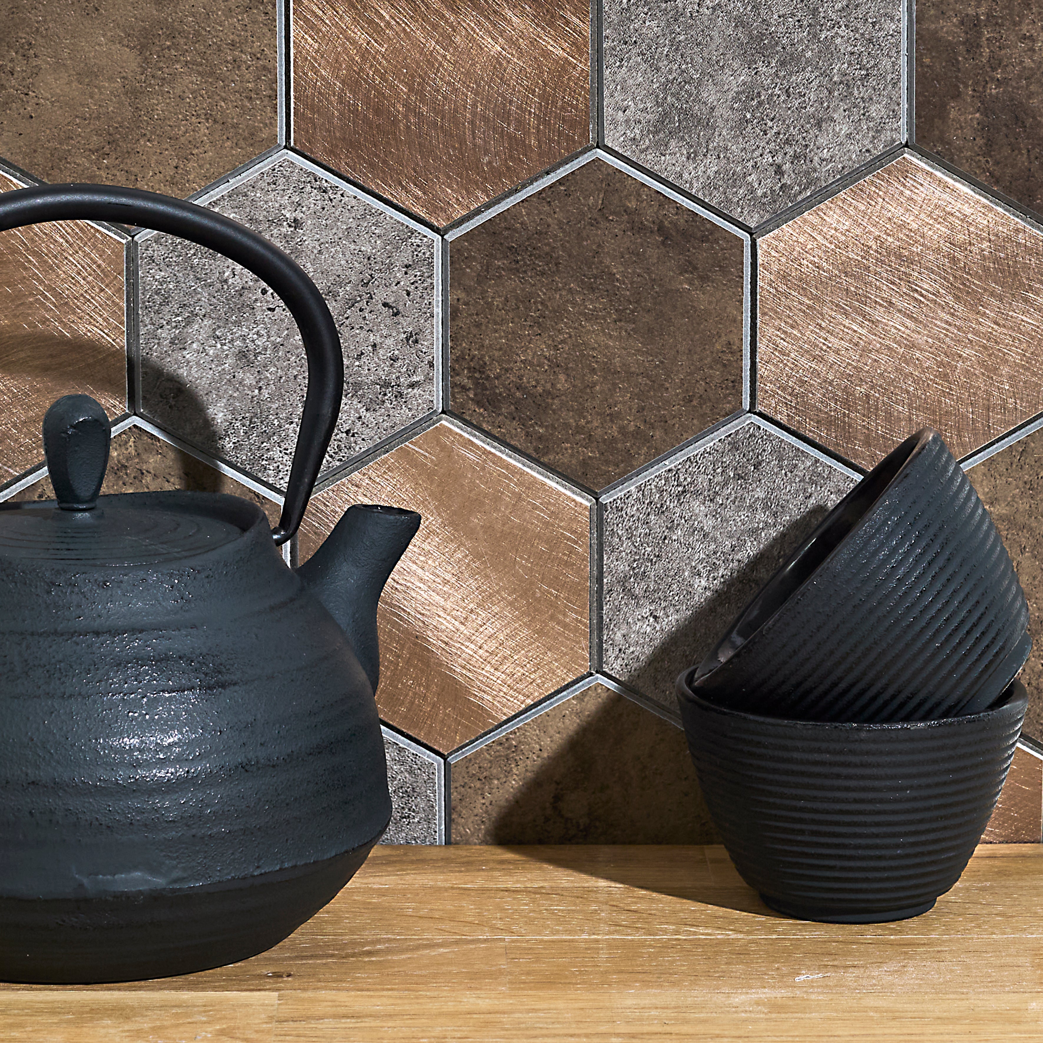 CREDENCE ADHESIVE RIGIDE HEXAGONE BRONZE