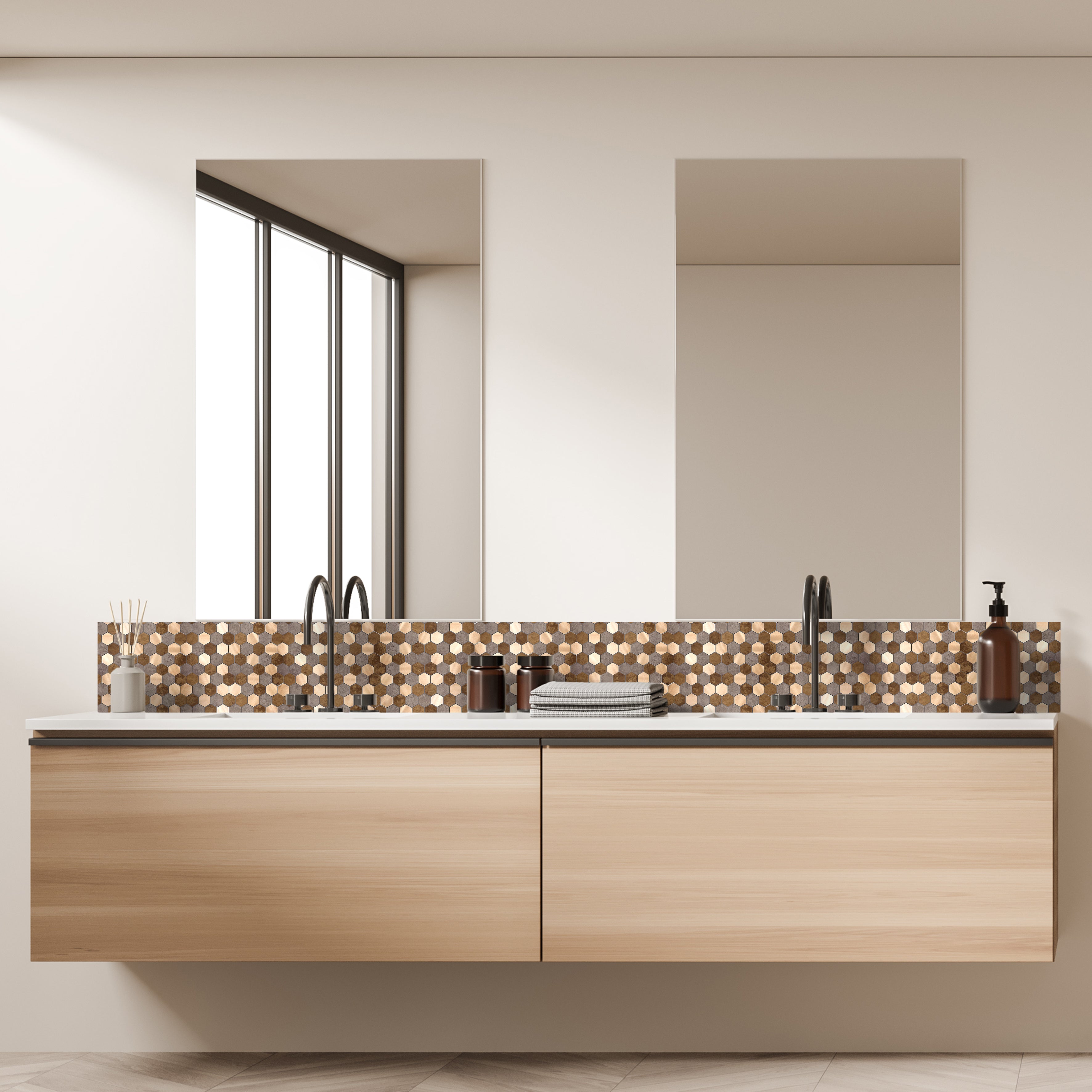 CREDENCE ADHESIVE RIGIDE HEXAGONE BRONZE