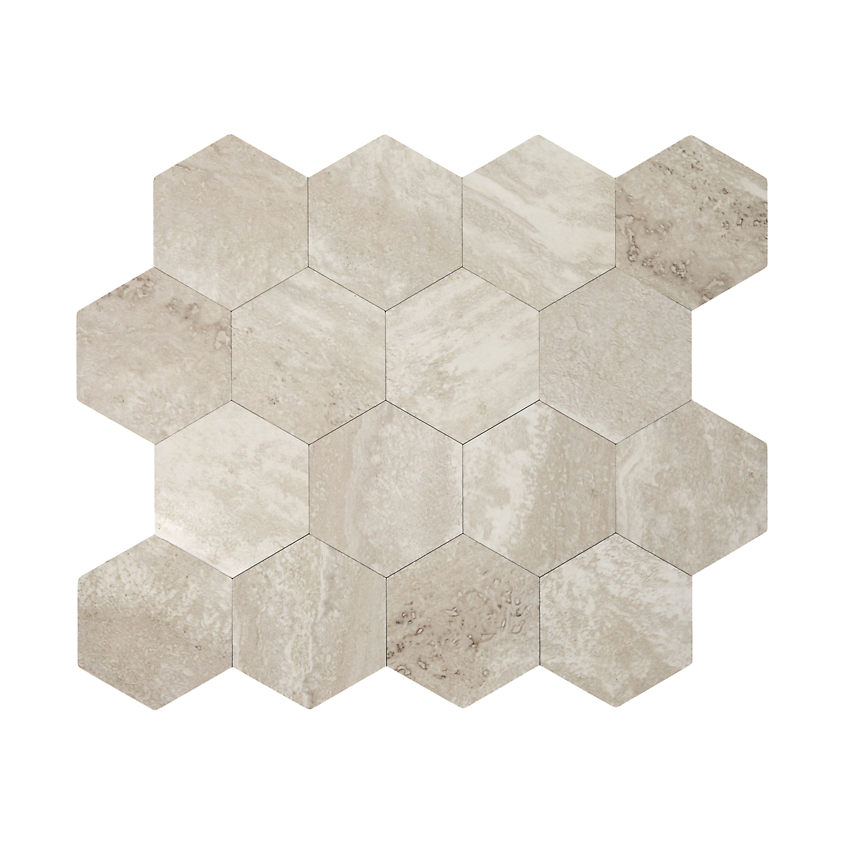 CREDENCE ADHESIVE RIGIDE HEXAGONE TRAVERTIN