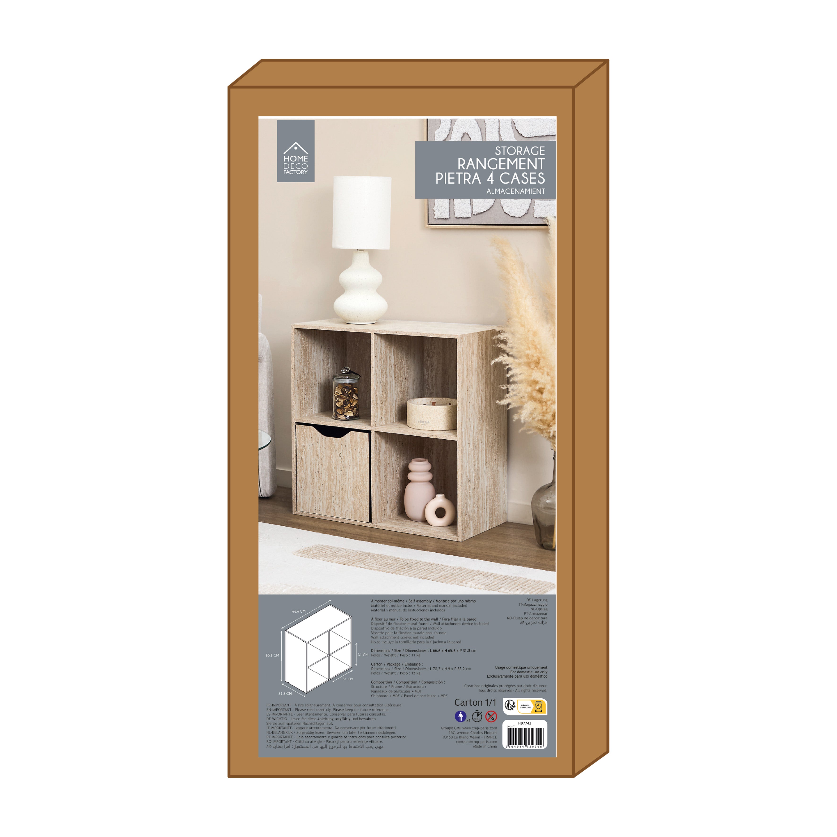 RANGEMENT MODULABLE 4 CASES PIETRA
