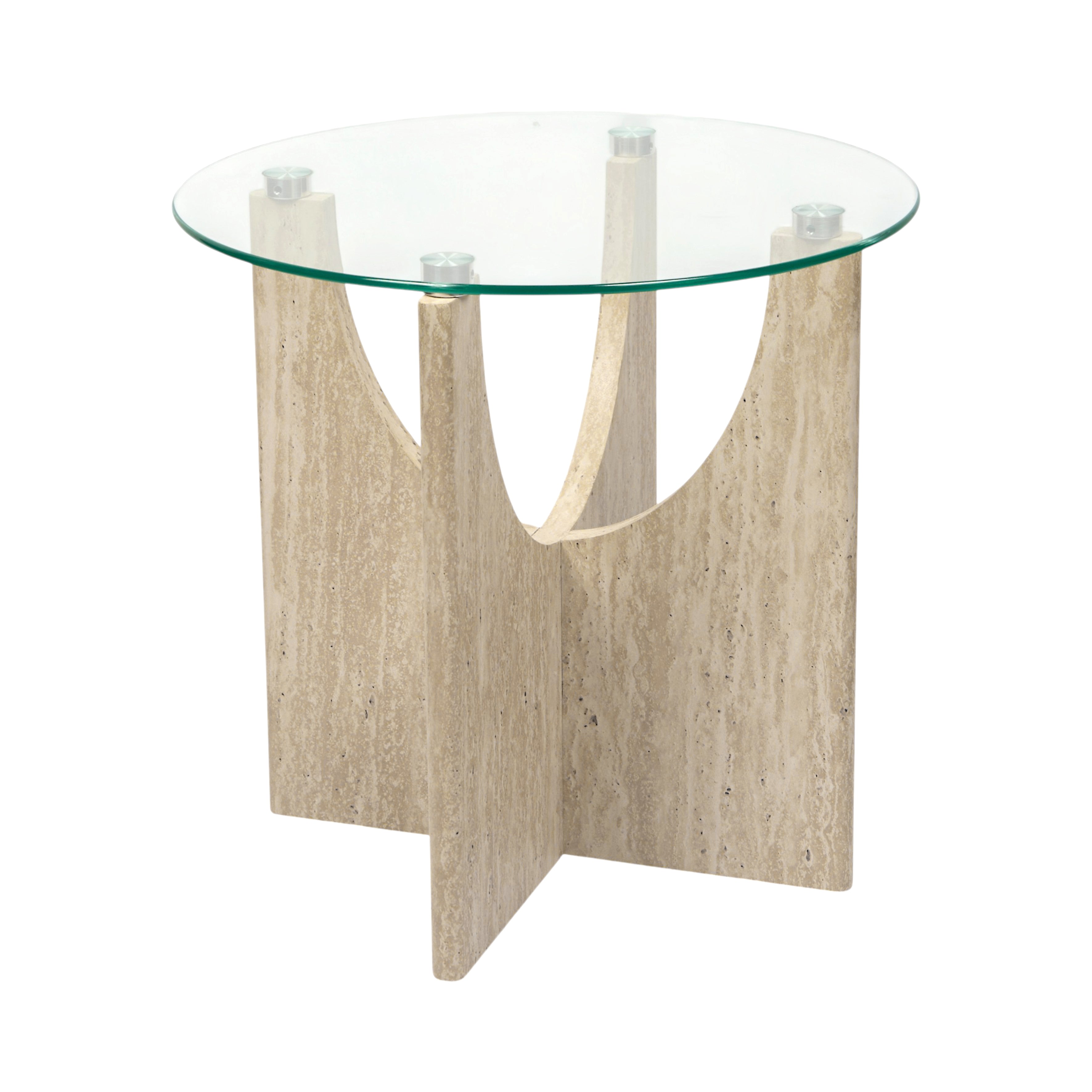 TABLE D APPOINT RONDE VERRE PIETRA D45CM