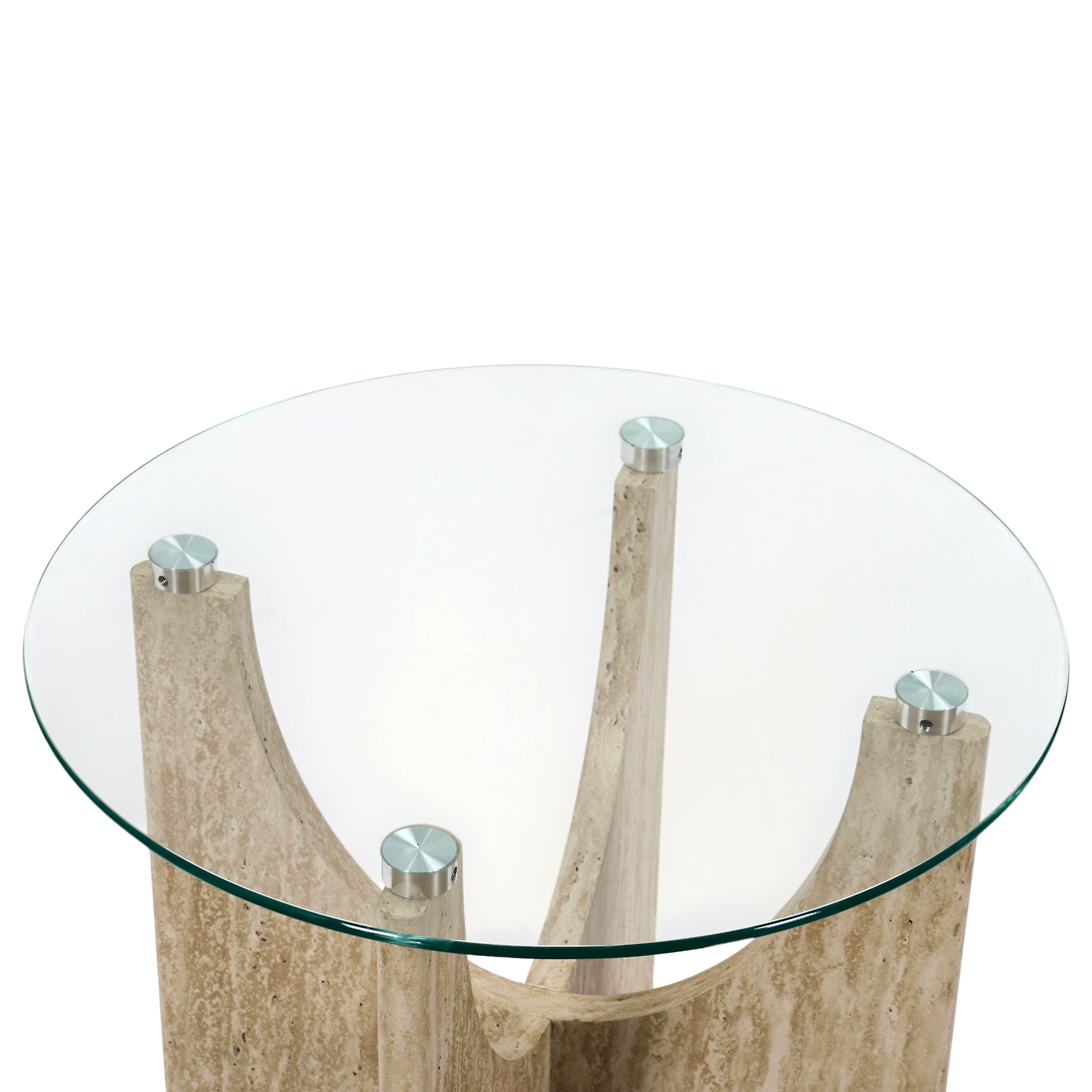 TABLE D APPOINT RONDE VERRE PIETRA D45CM