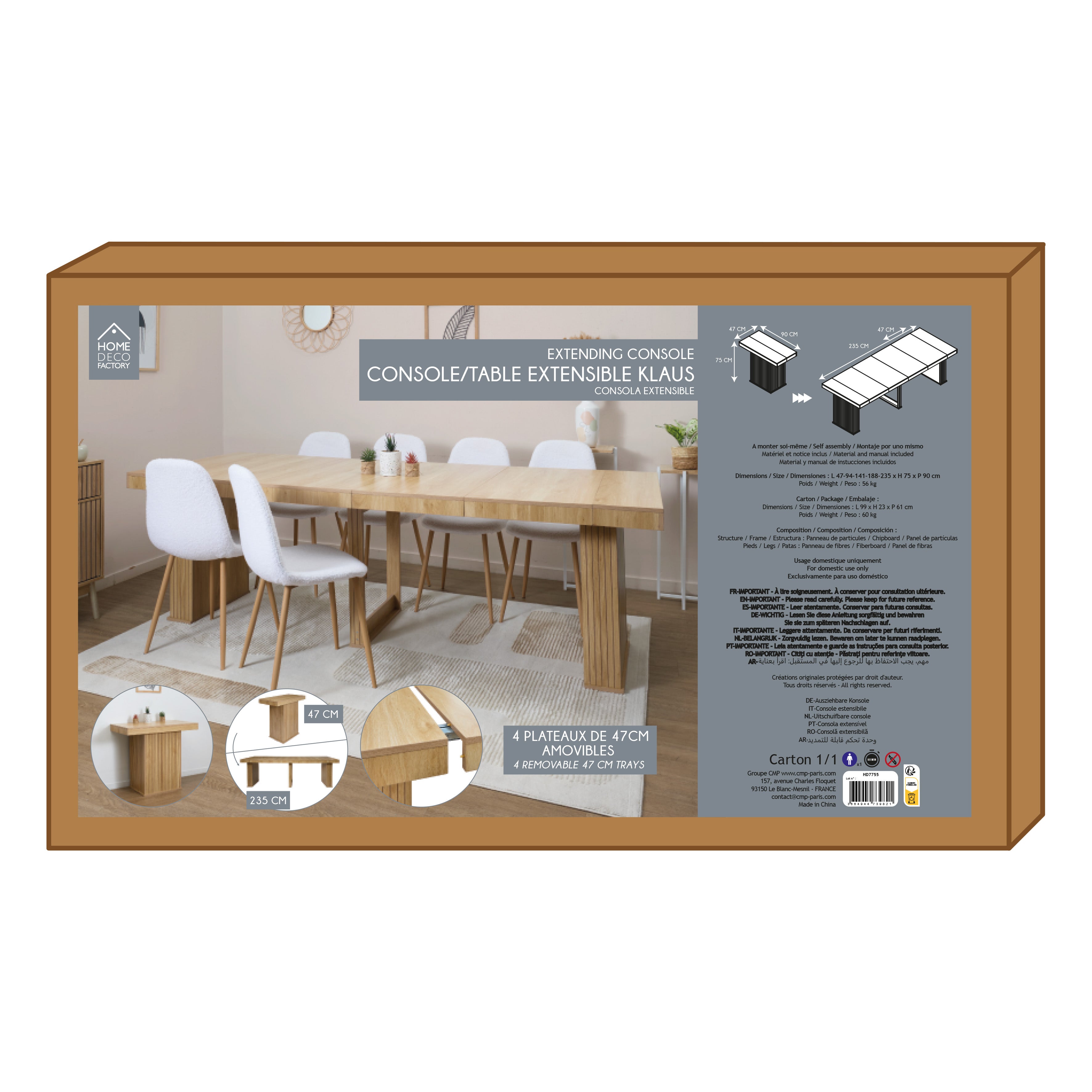 CONSOLE TABLE EXTENSIBLE 47X90 A 235CM KLAUS
