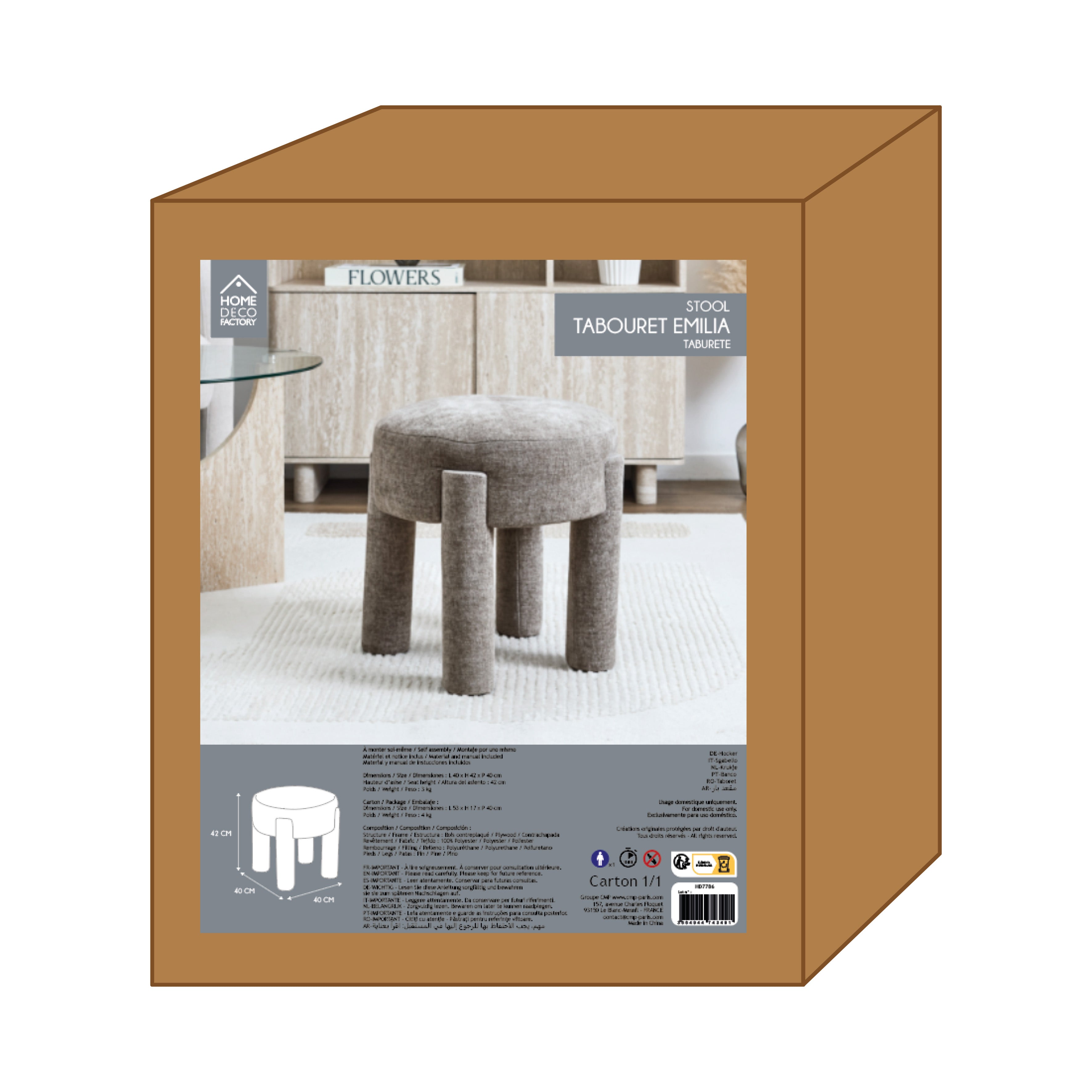 TABOURET EMILIA TAUPE