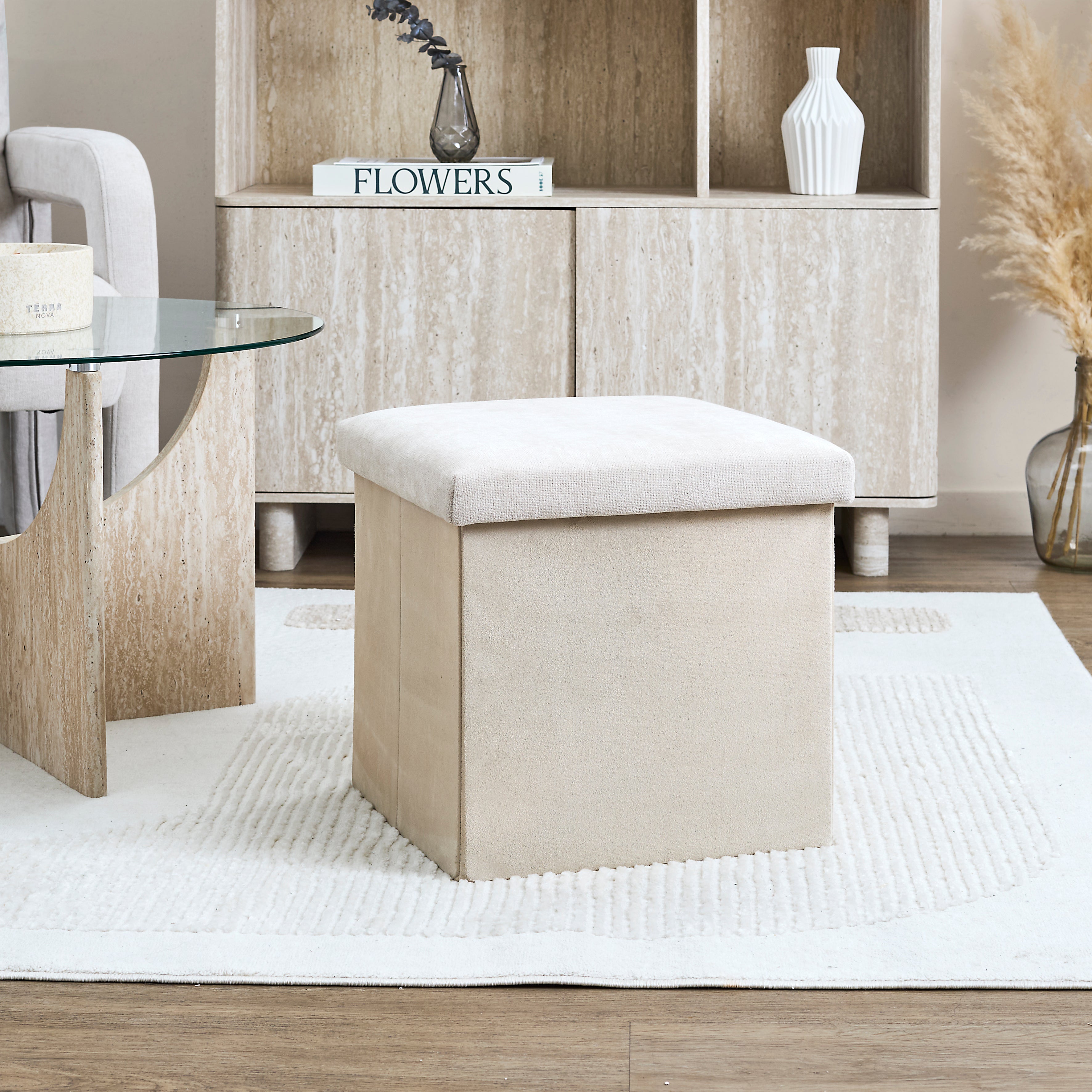 COFFRE POUF PLIABLE EMILIA BEIGE