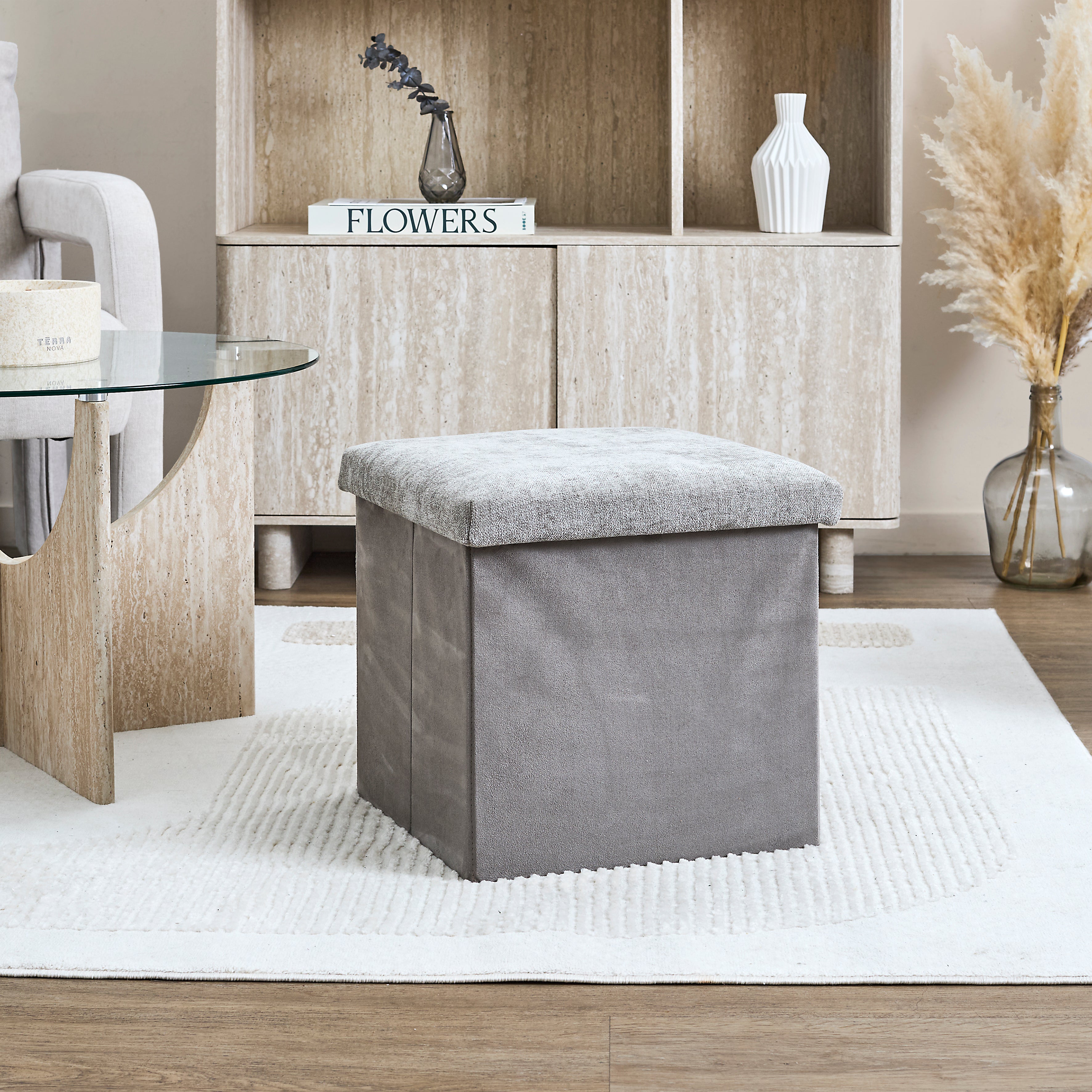 COFFRE POUF PLIABLE EMILIA TAUPE