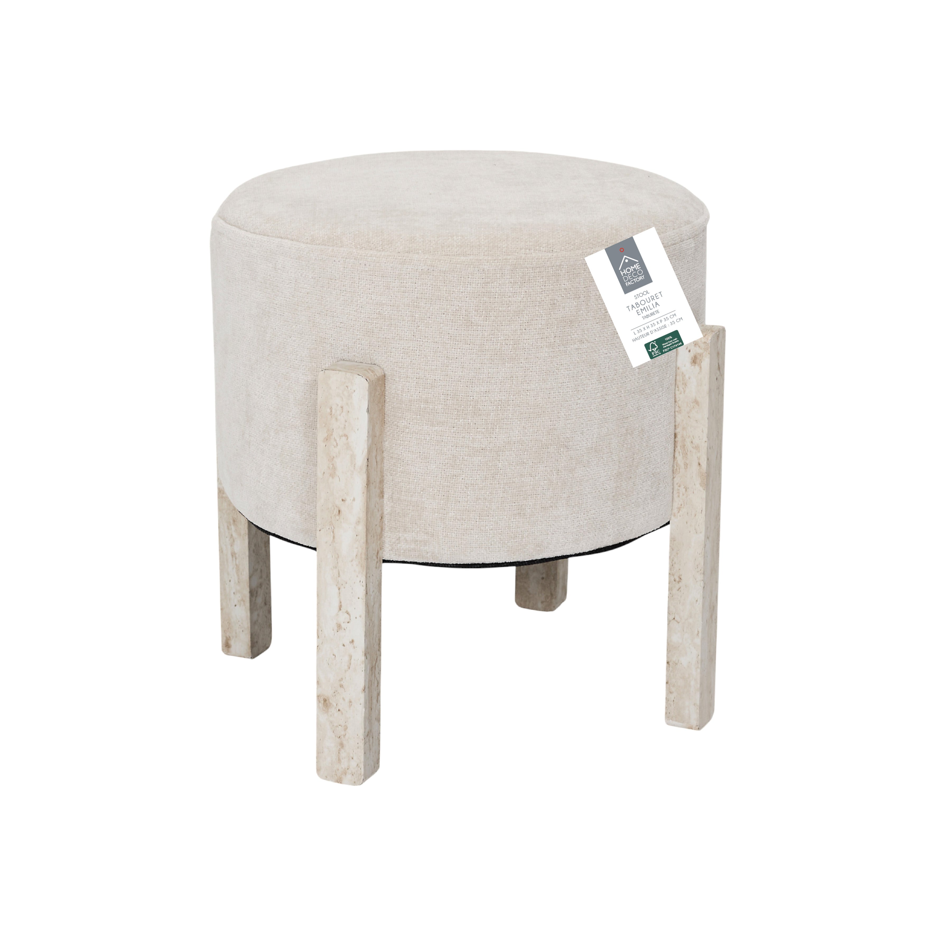 TABOURET EMILIA BEIGE - LOT DE 2