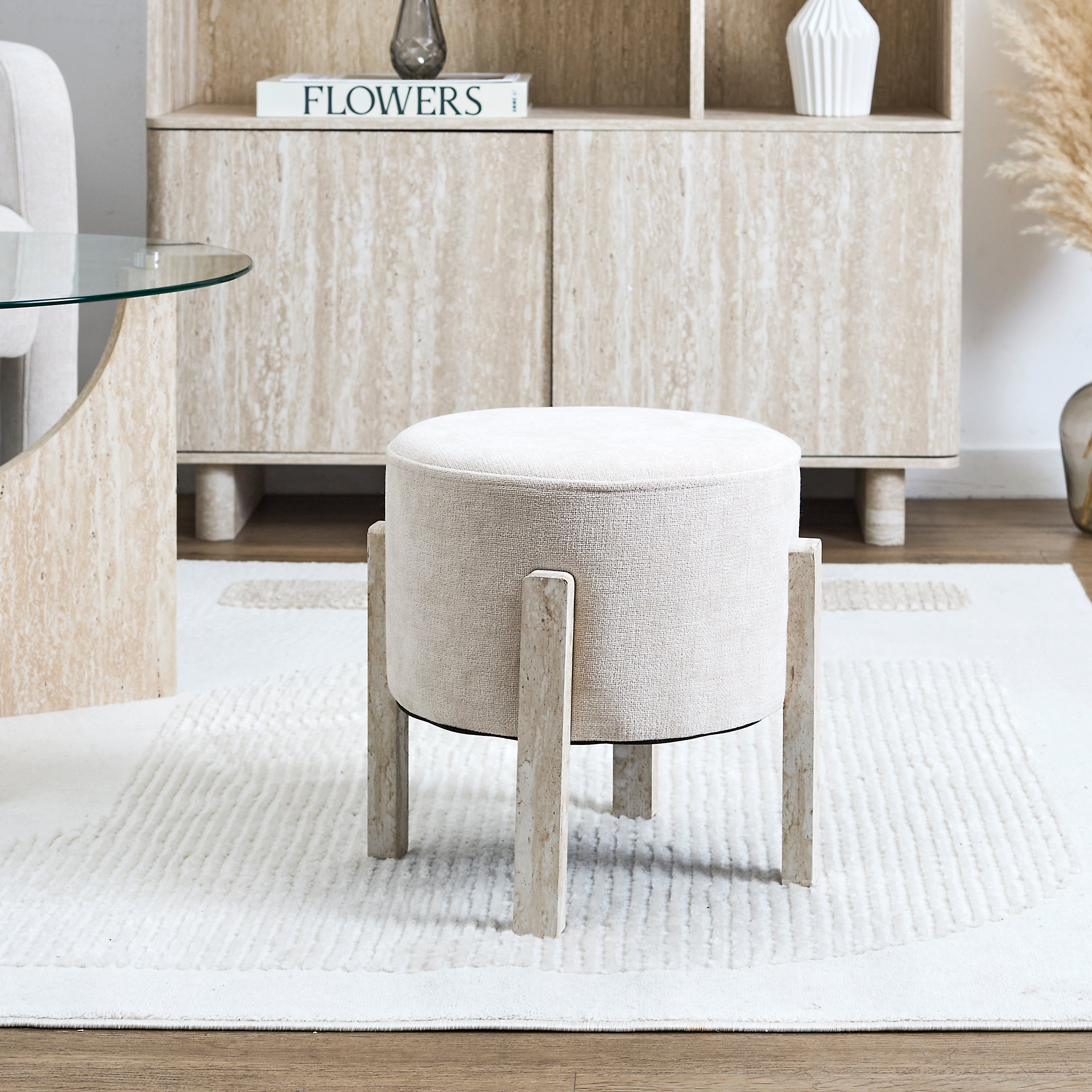 TABOURET EMILIA BEIGE - LOT DE 2