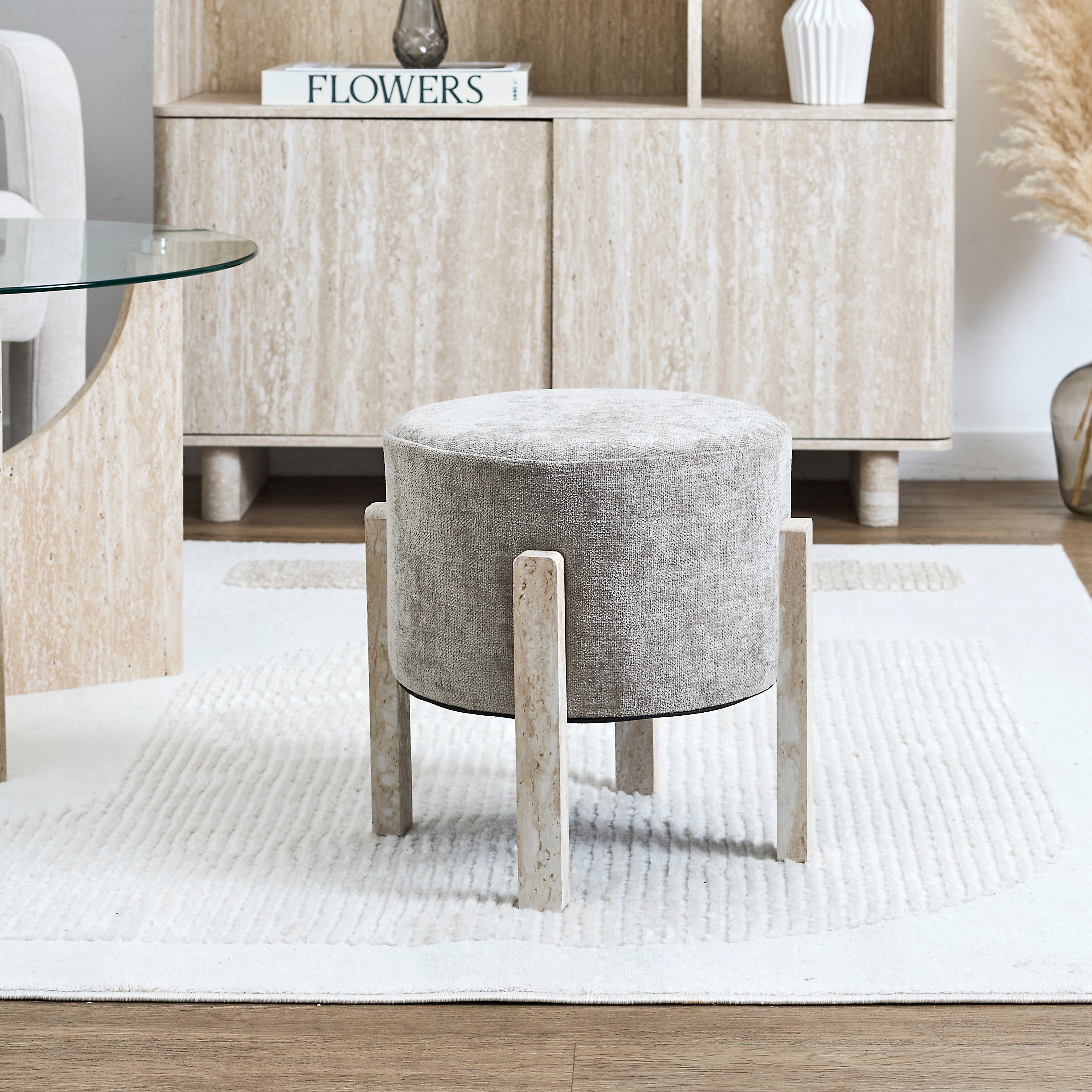 TABOURET EMILIA TAUPE - LOT DE 2