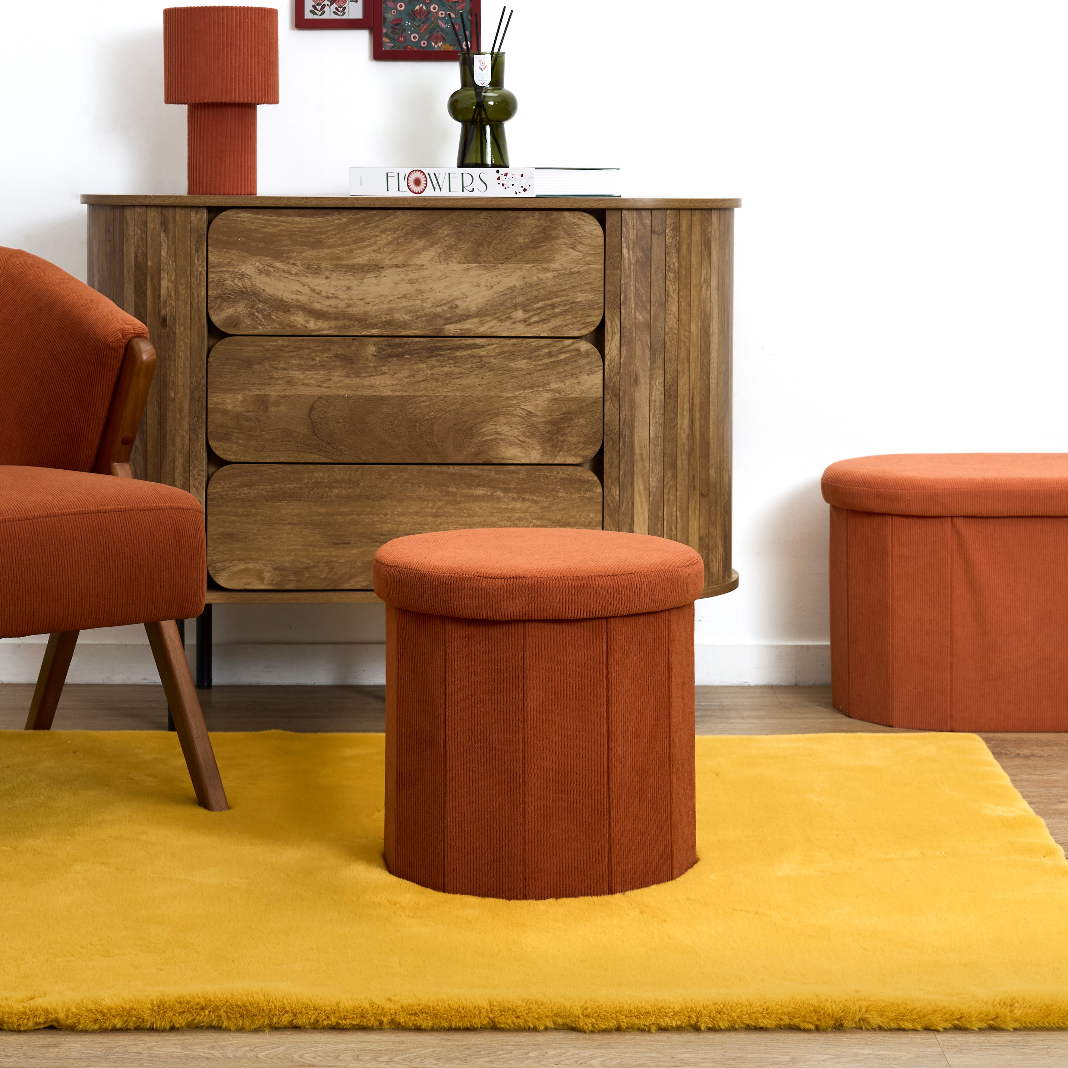 COFFRE POUF PLIABLE COTELE JULES TERRACOTTA