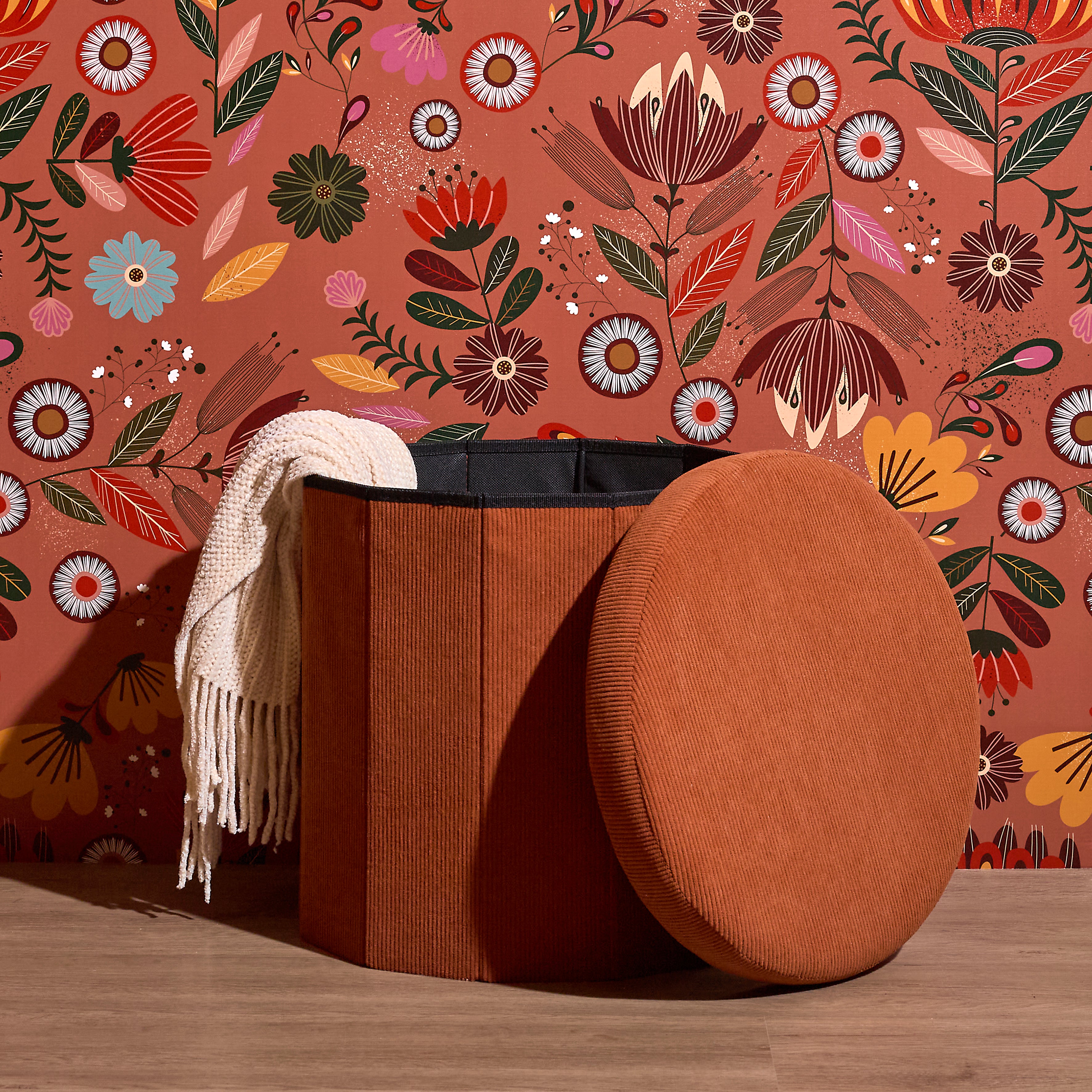 COFFRE POUF PLIABLE COTELE JULES TERRACOTTA