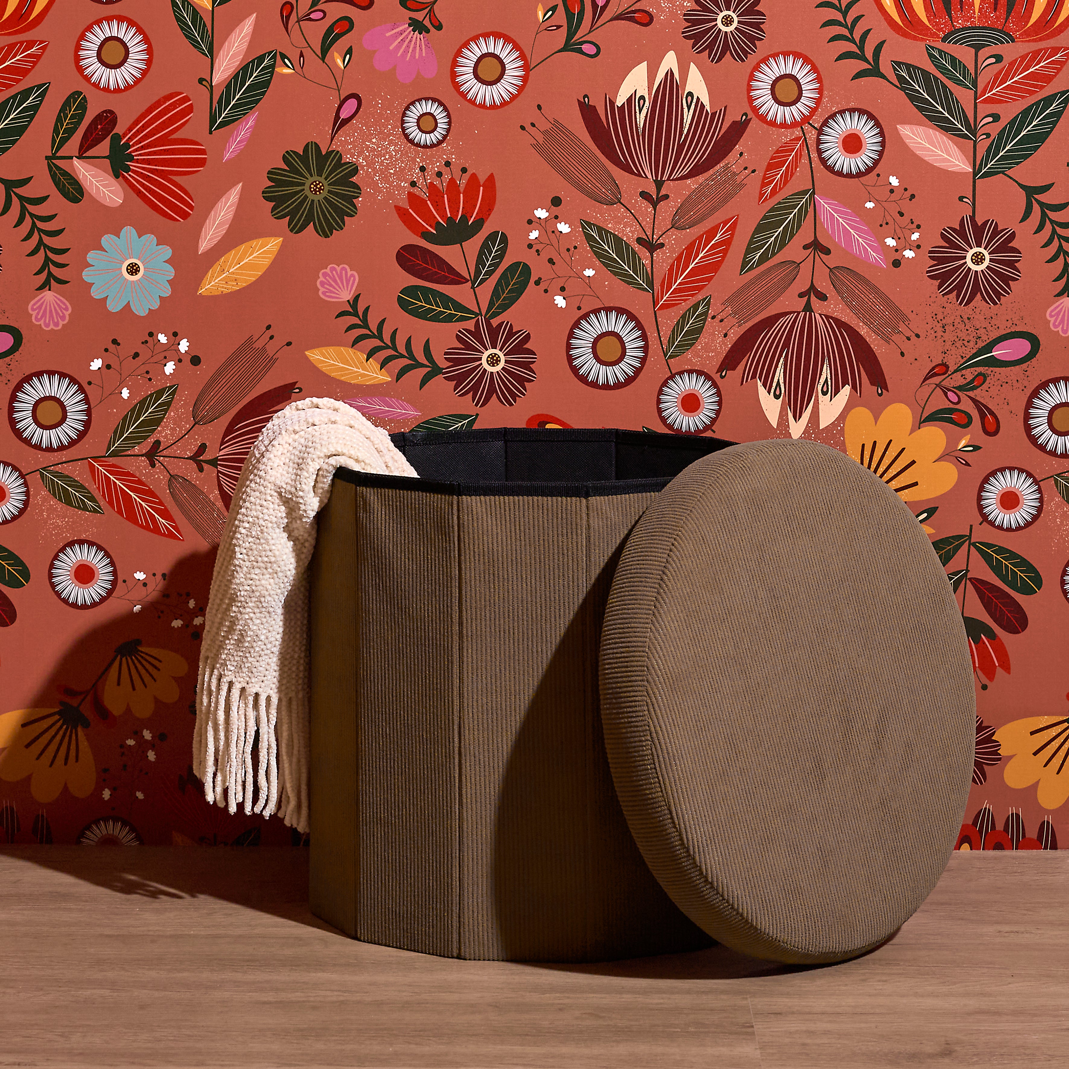 COFFRE POUF PLIABLE COTELE JULES TAUPE