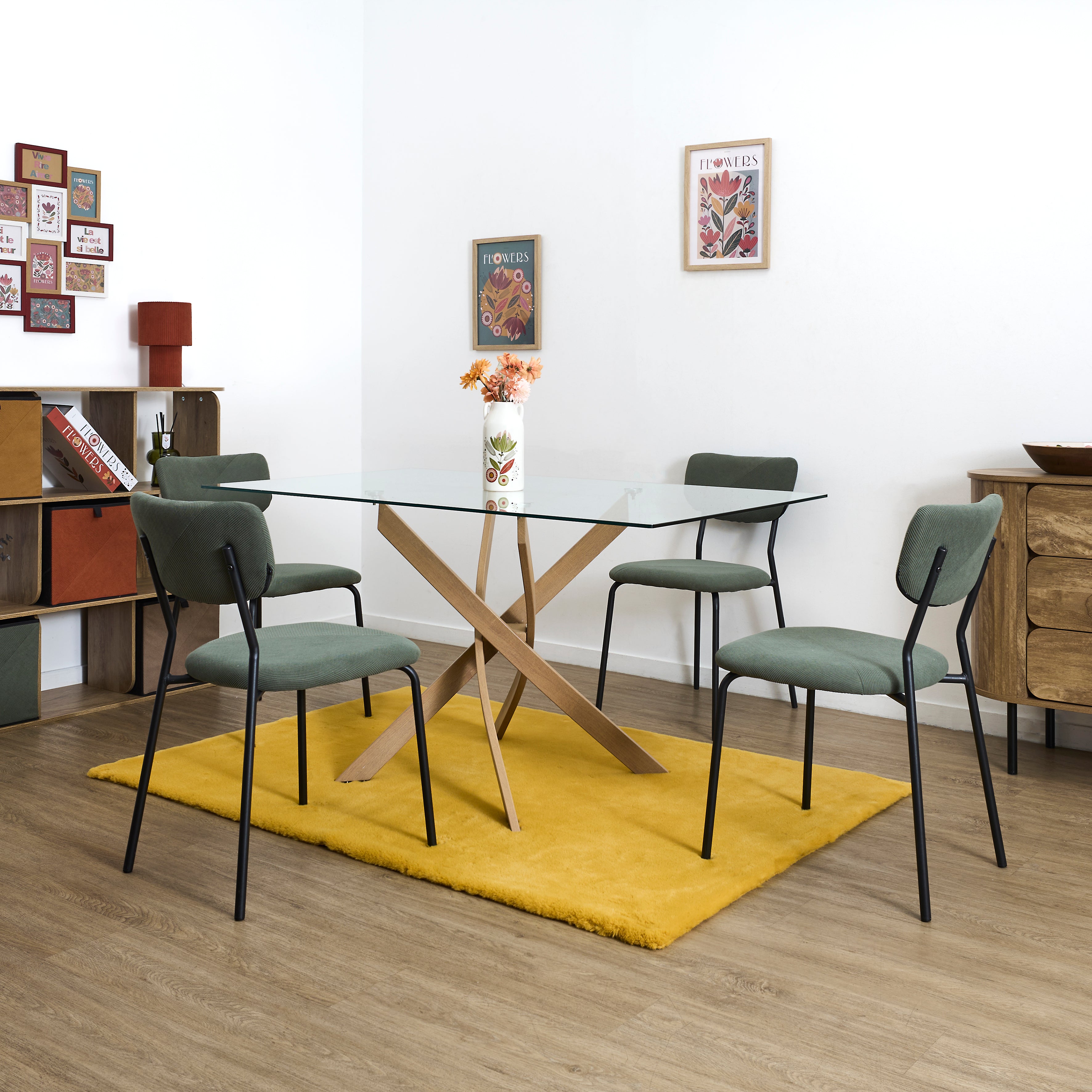 CHAISE COTELE JULES VERT - LOT DE 4