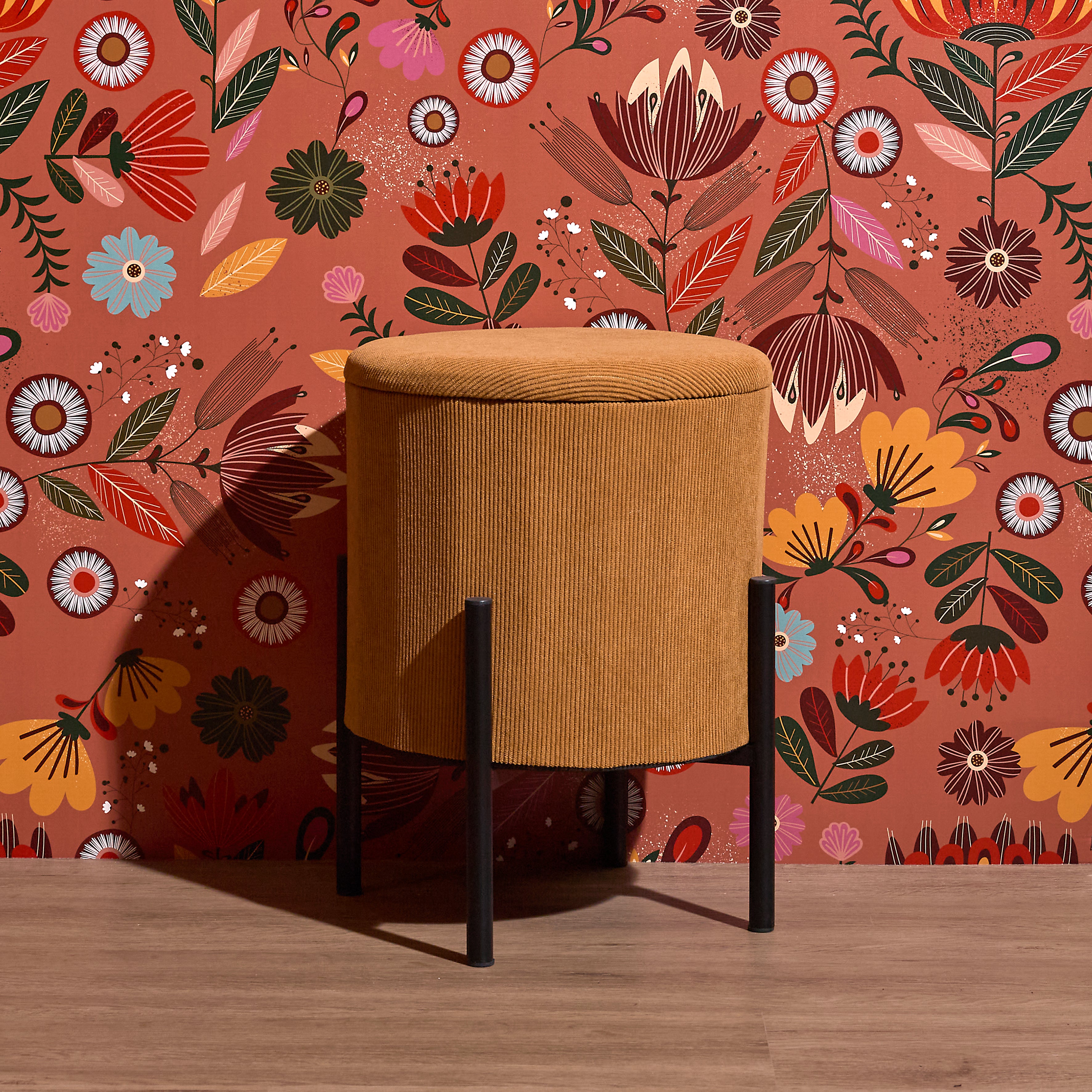 POUF RANGEMENT COTELE JULES JAUNE - LOT DE 4