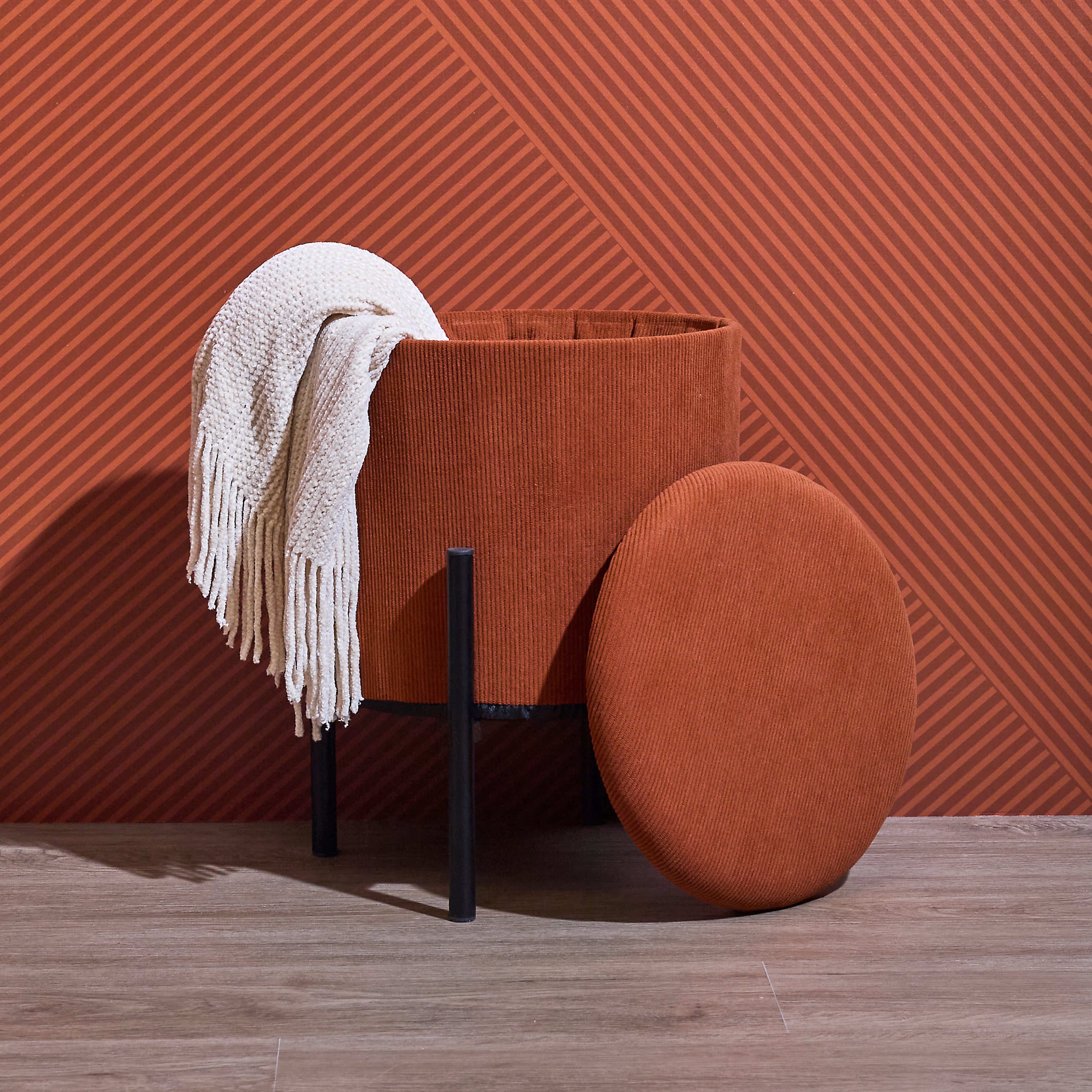 POUF RANGEMENT COTELE JULES TERRACOTTA - LOT DE 4