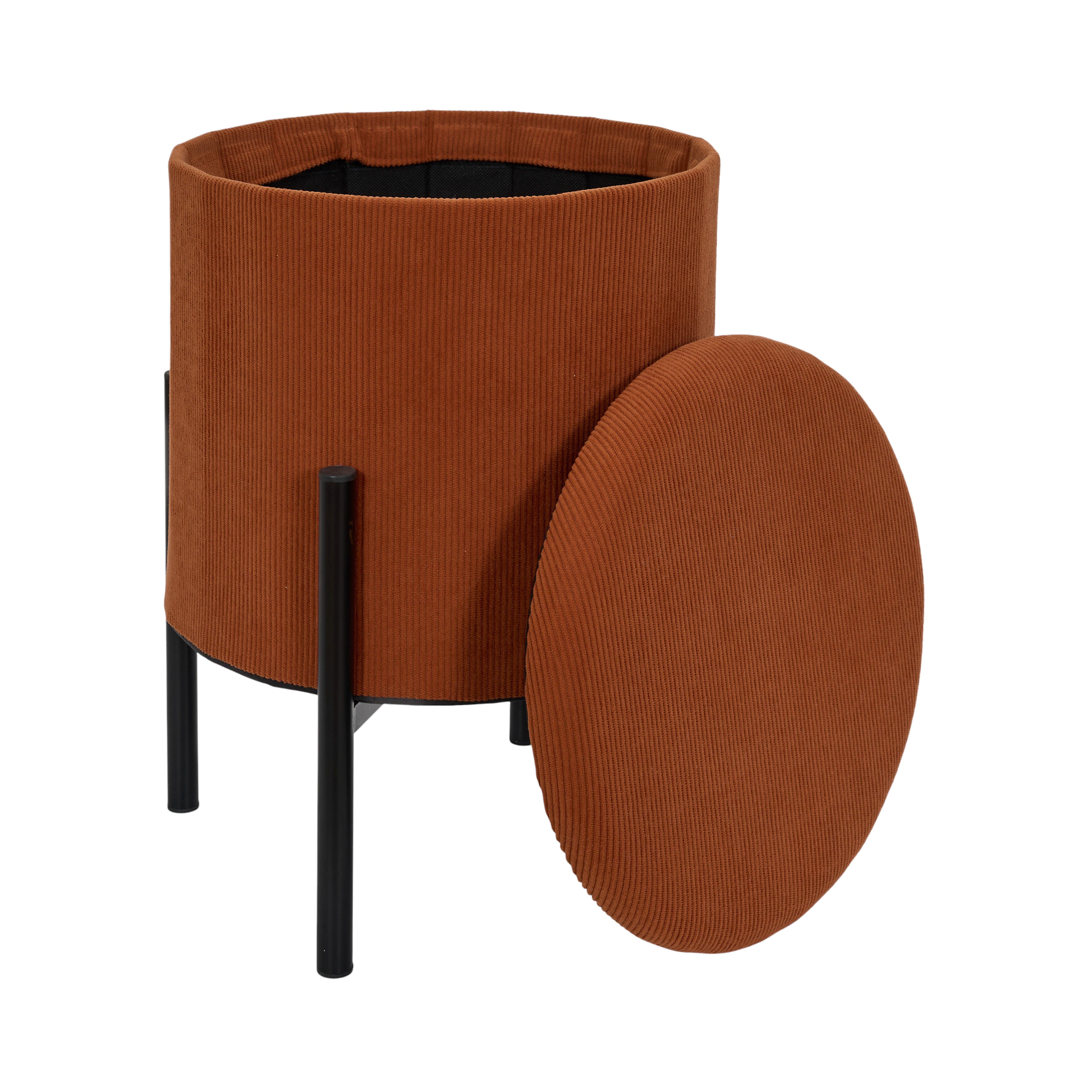 POUF RANGEMENT COTELE JULES TERRACOTTA - LOT DE 4