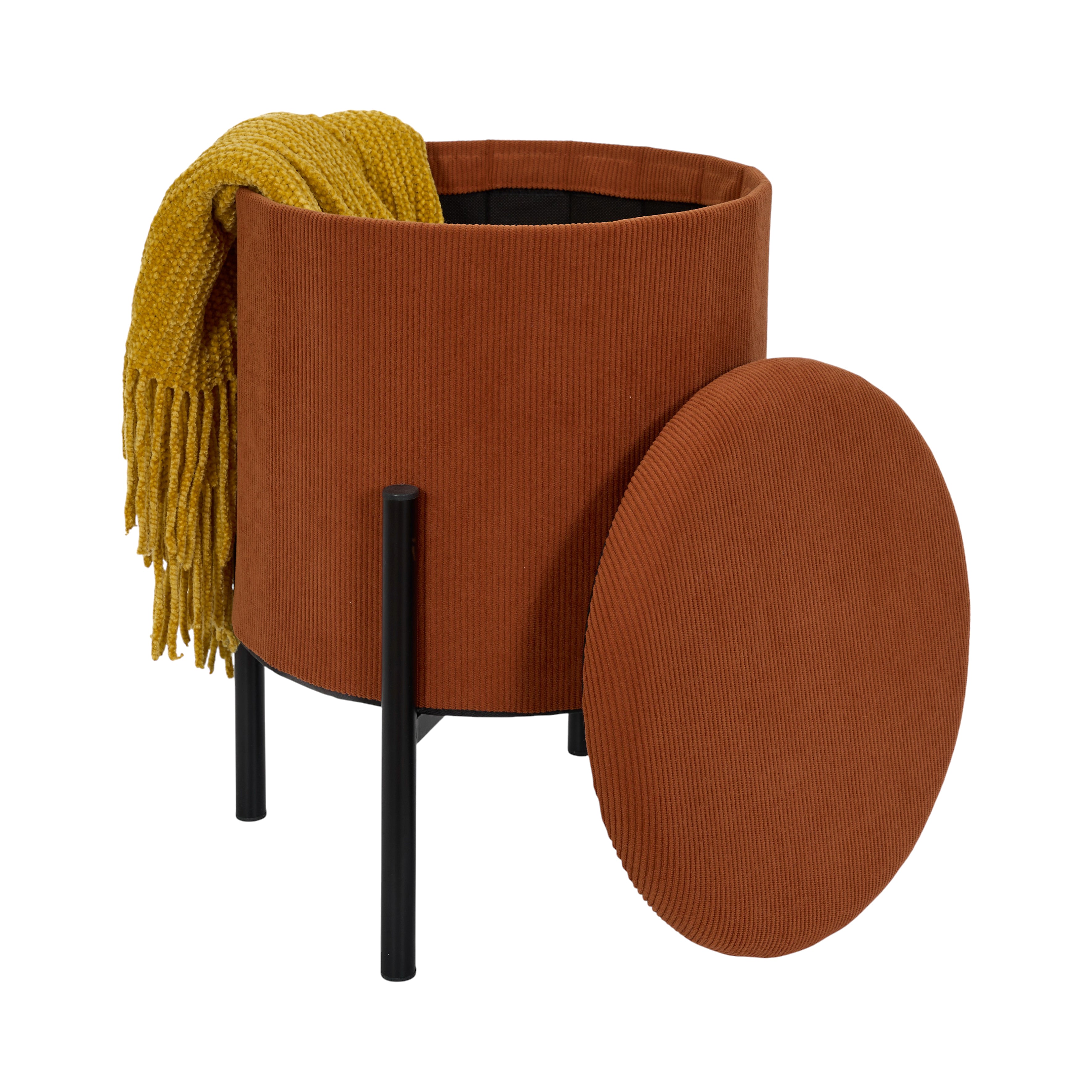 POUF RANGEMENT COTELE JULES TERRACOTTA - LOT DE 4