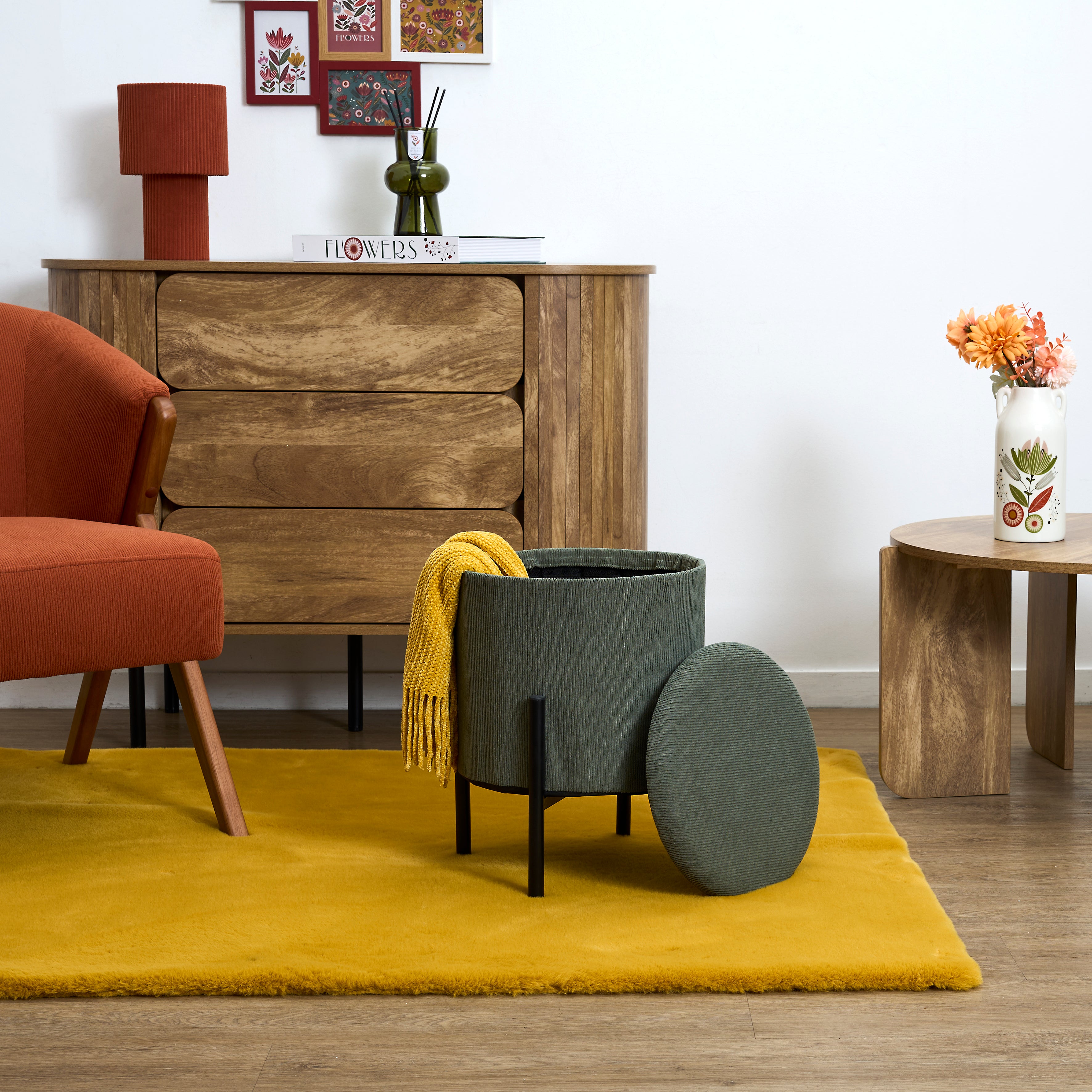 POUF RANGEMENT COTELE JULES VERT - LOT DE 4