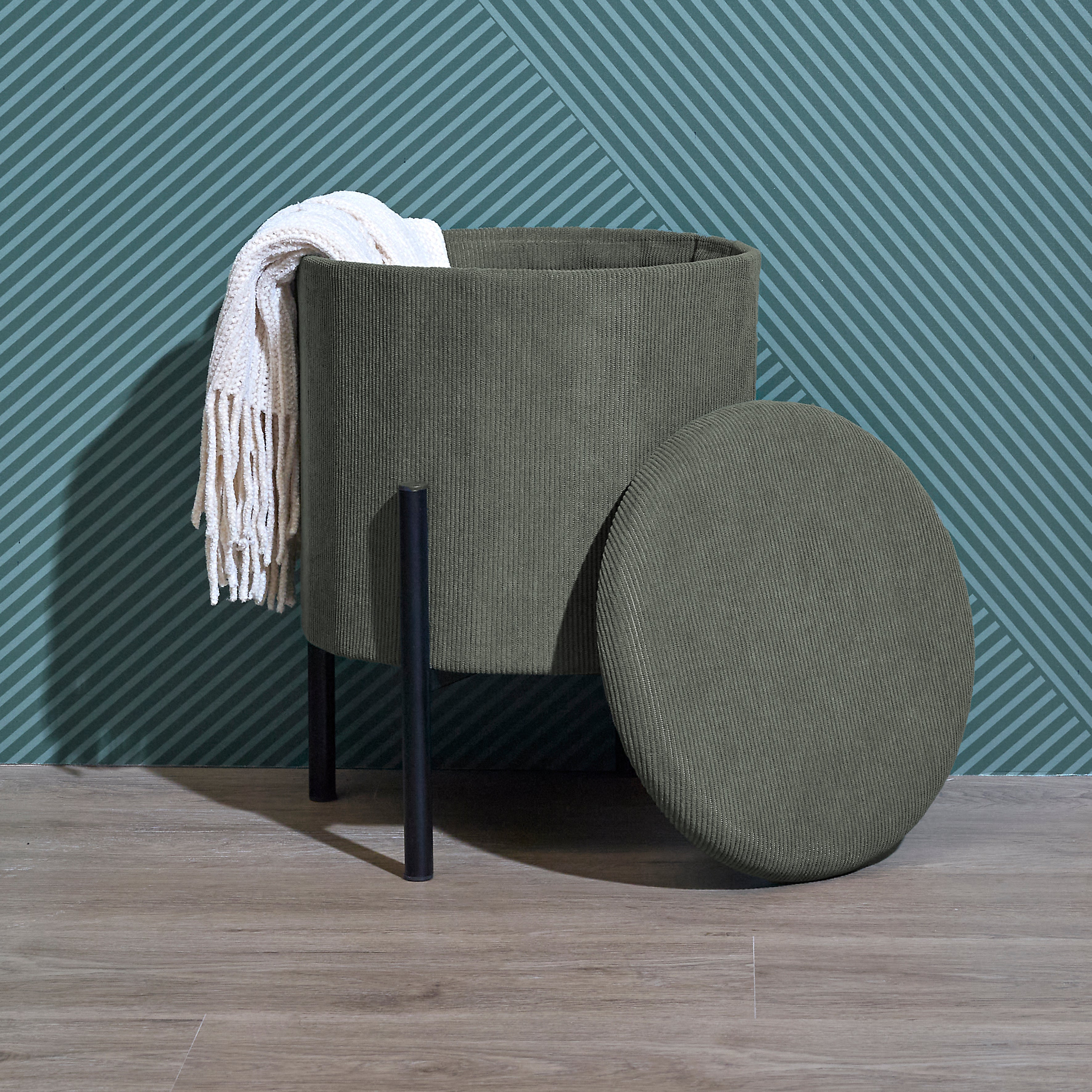 POUF RANGEMENT COTELE JULES VERT - LOT DE 4
