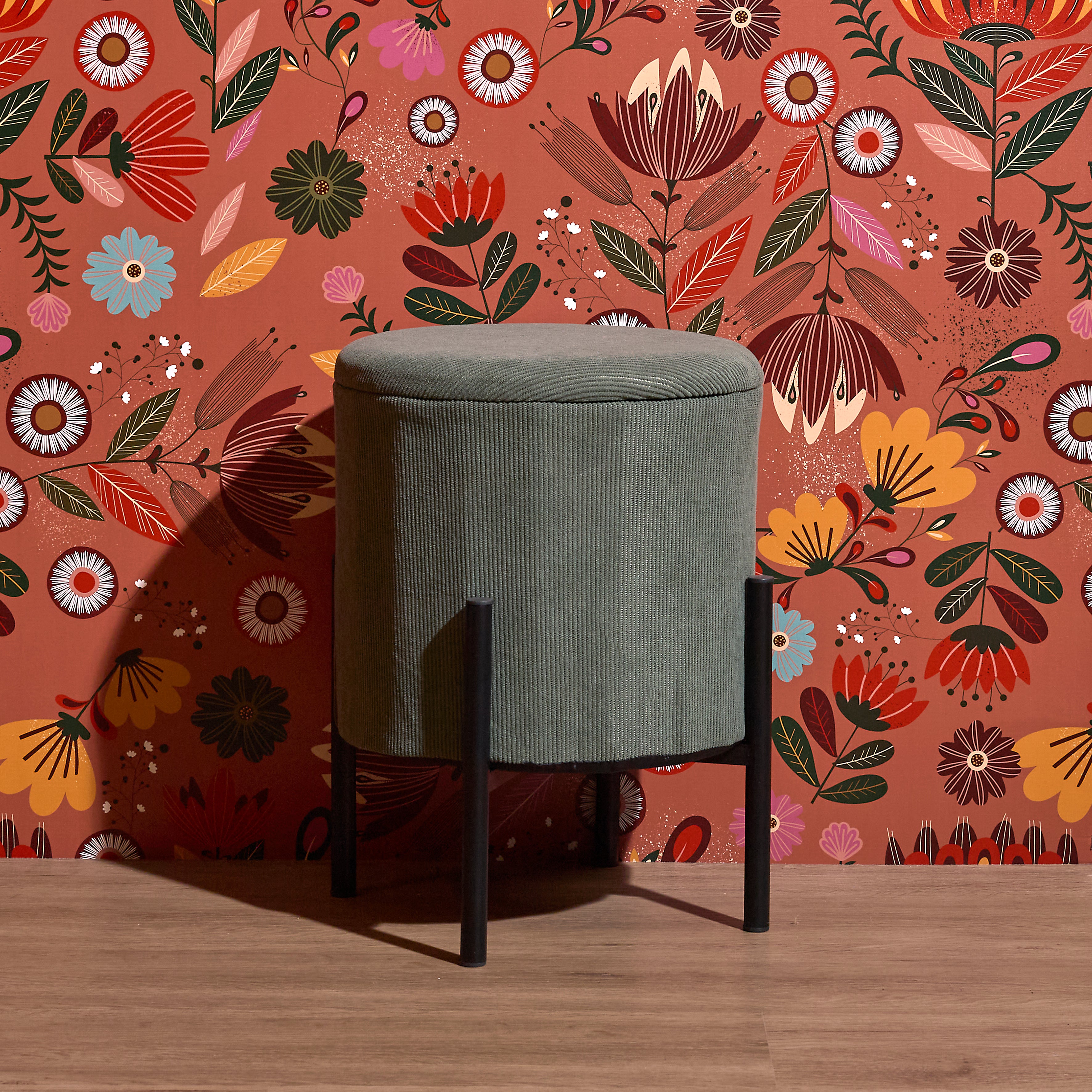 POUF RANGEMENT COTELE JULES VERT - LOT DE 4