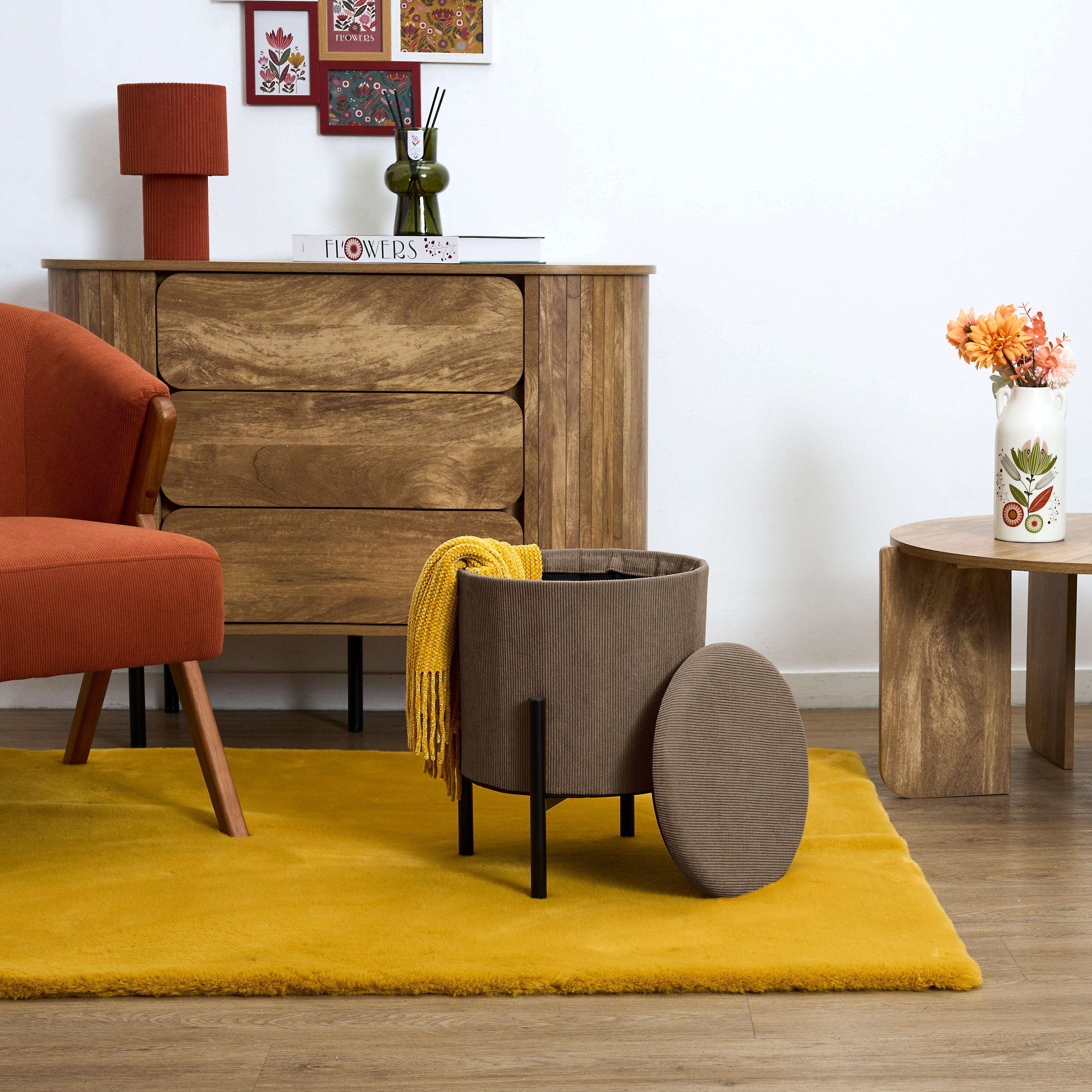 POUF RANGEMENT COTELE JULES TAUPE - LOT DE 4