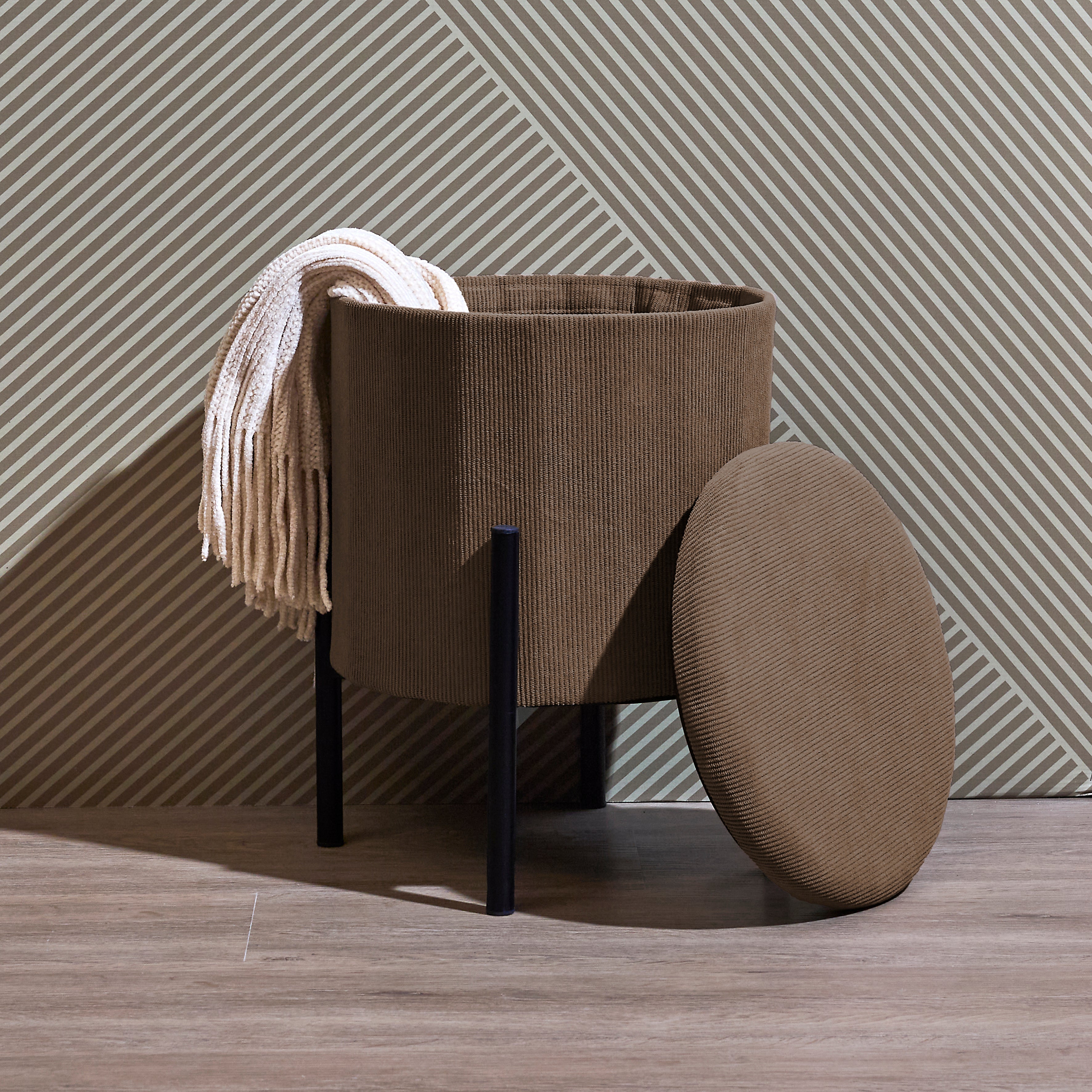 POUF RANGEMENT COTELE JULES TAUPE - LOT DE 4