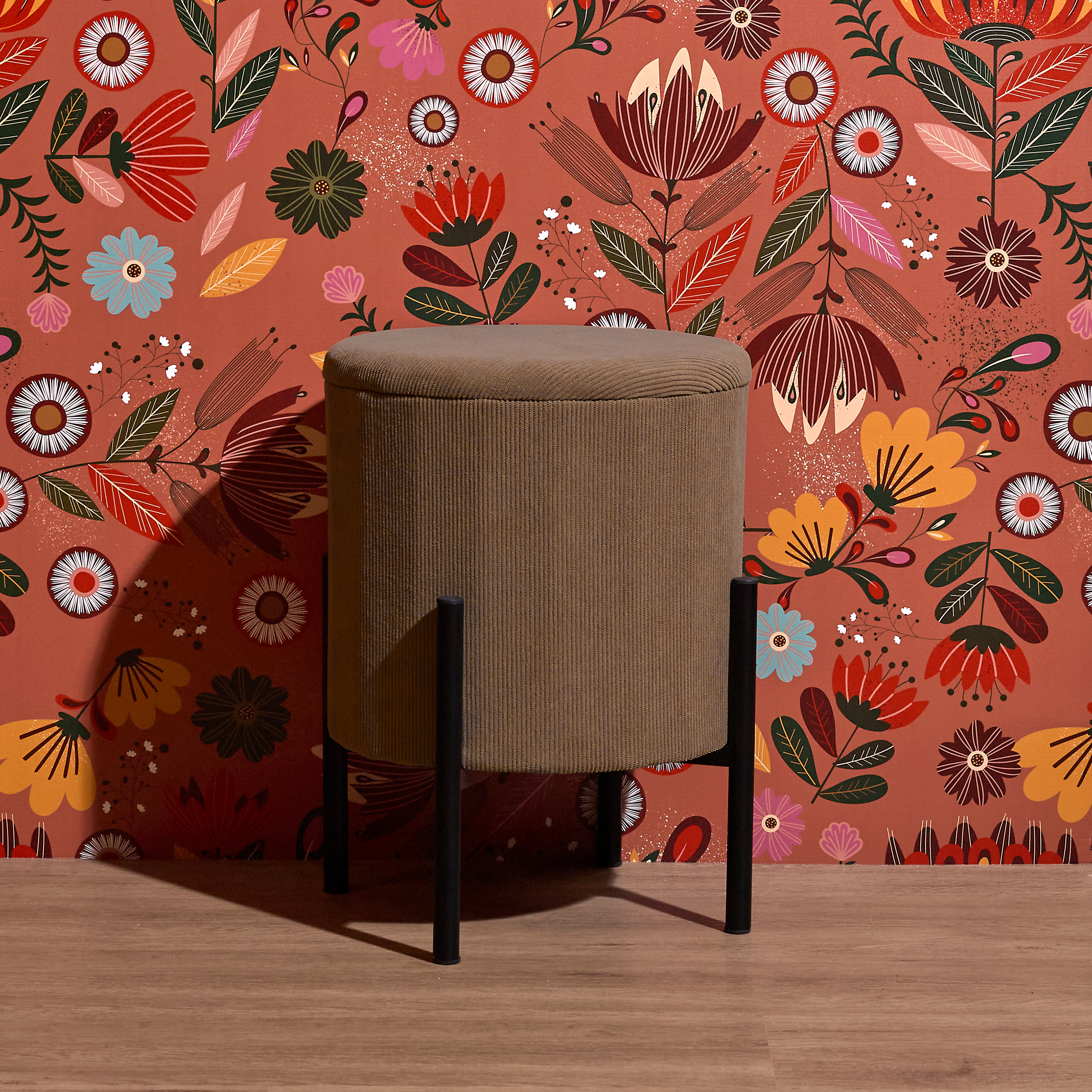 POUF RANGEMENT COTELE JULES TAUPE - LOT DE 4