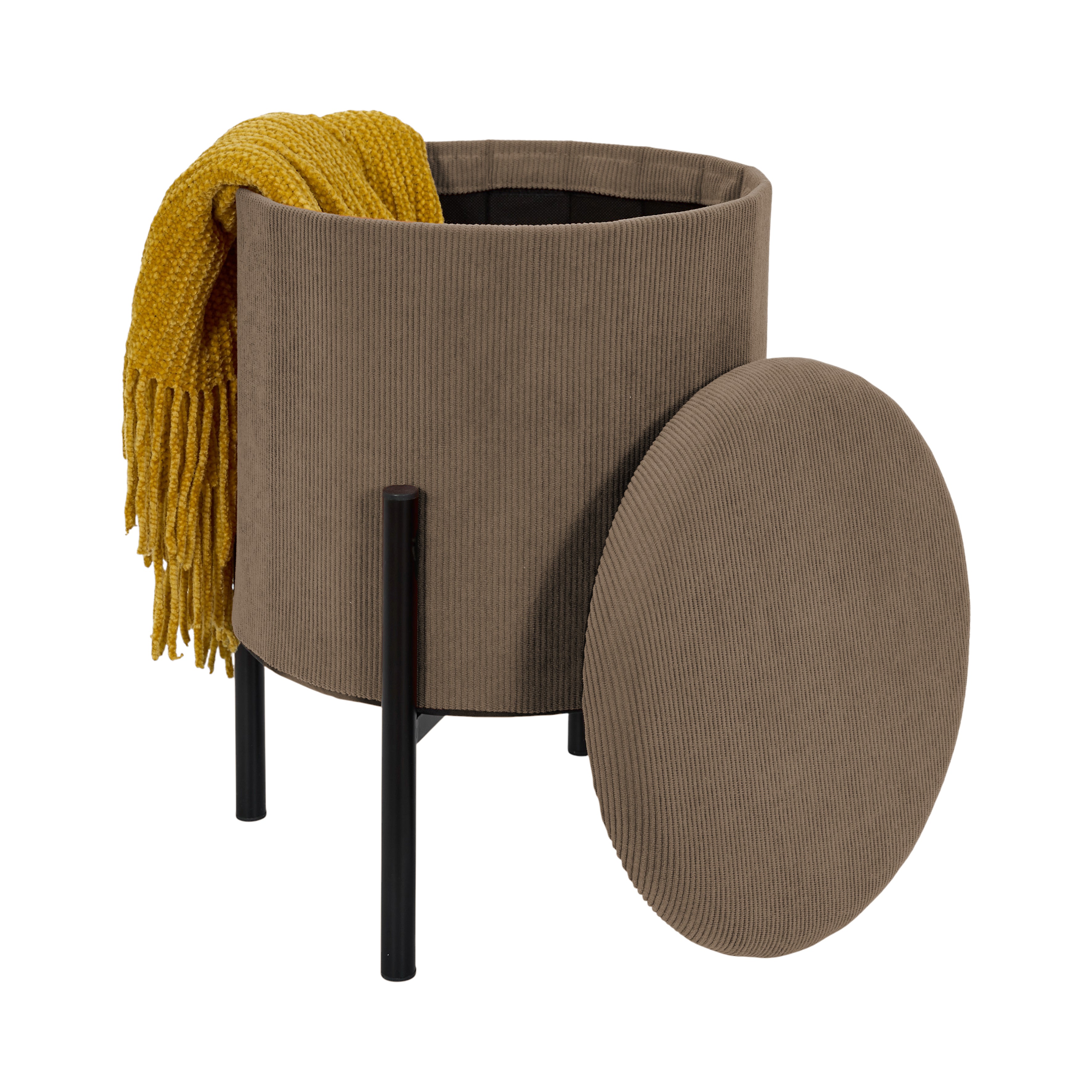 POUF RANGEMENT COTELE JULES TAUPE - LOT DE 4
