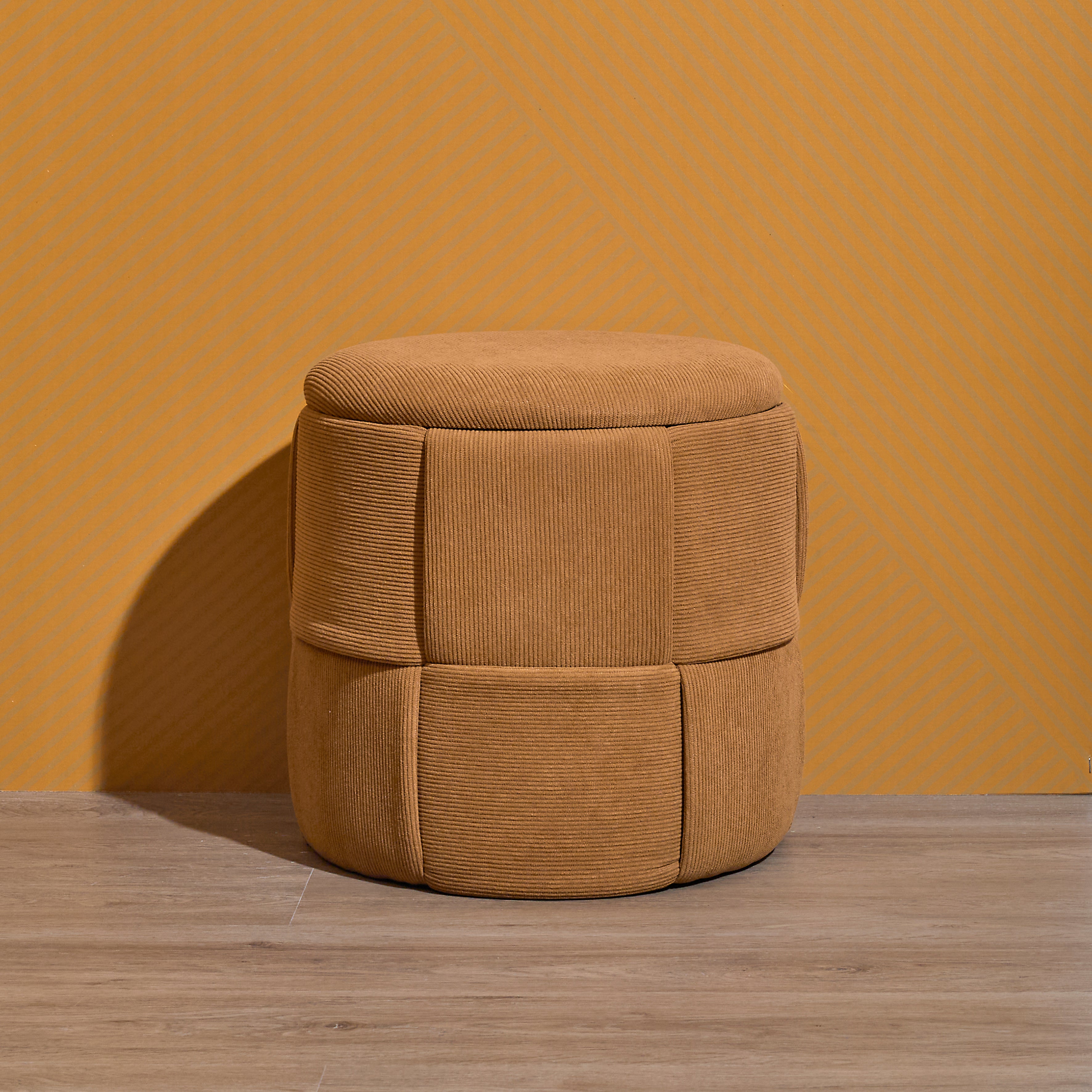 POUF RANGEMENT TRESSE COTELE JULES JAUNE