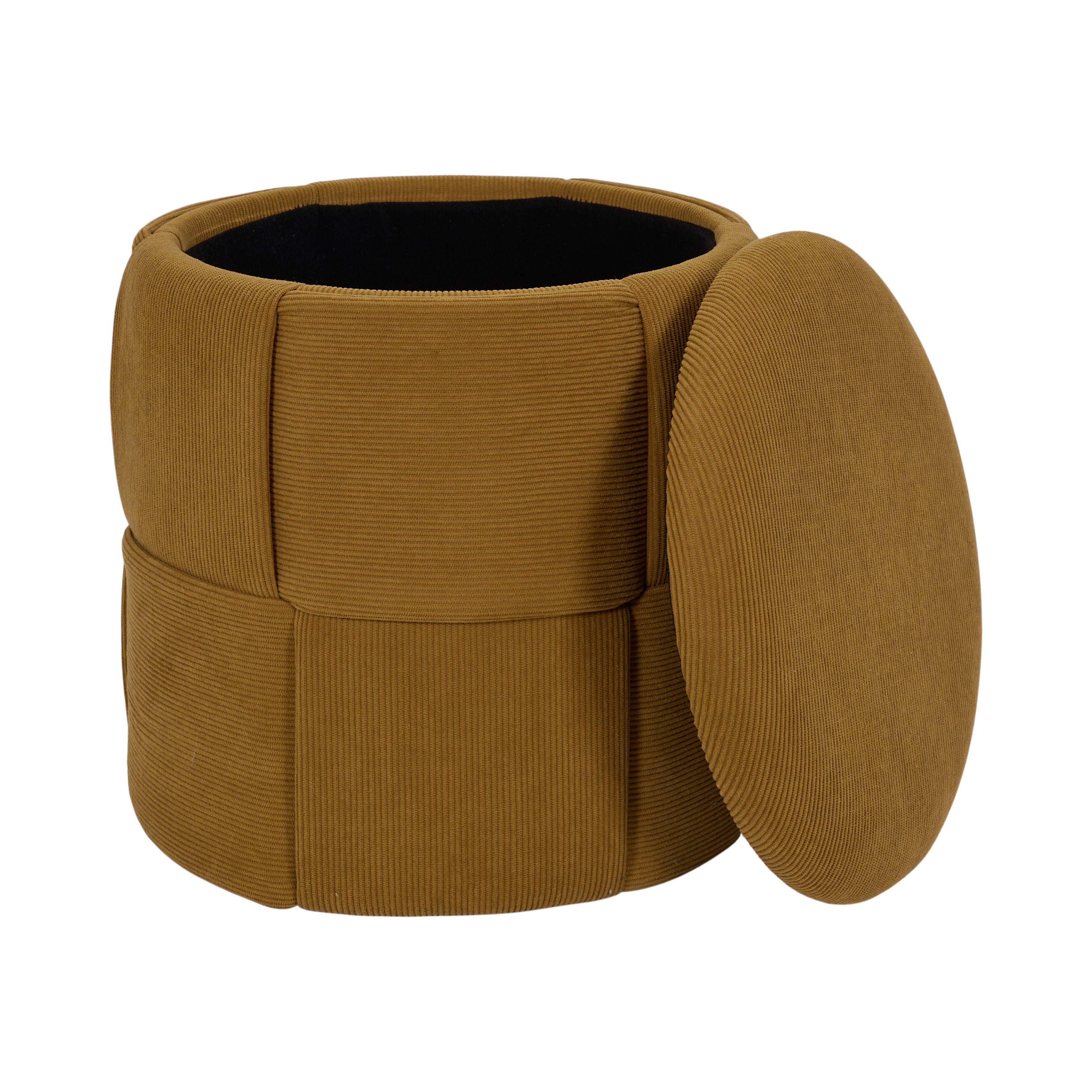 POUF RANGEMENT TRESSE COTELE JULES JAUNE