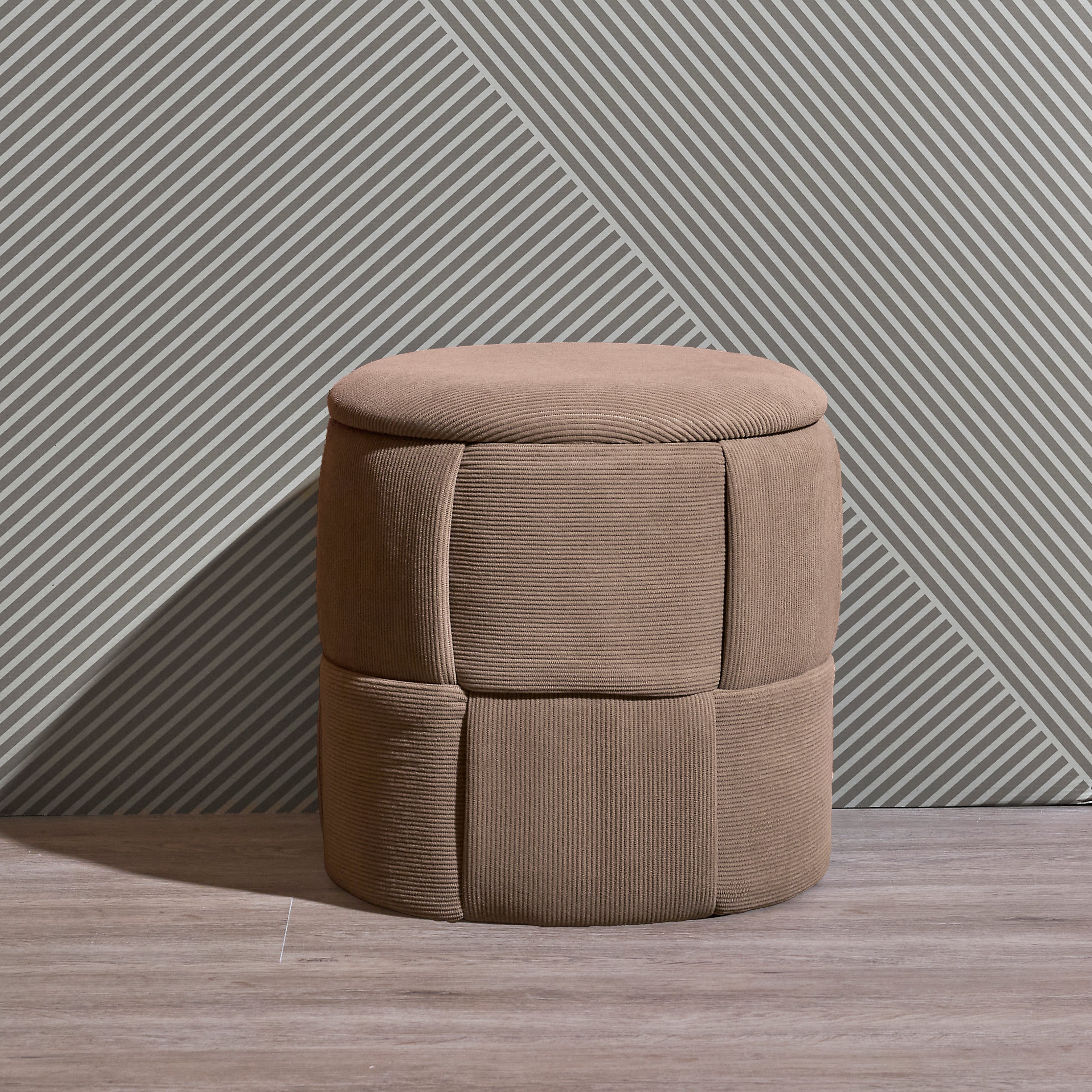 POUF RANGEMENT TRESSE COTELE JULES TAUPE