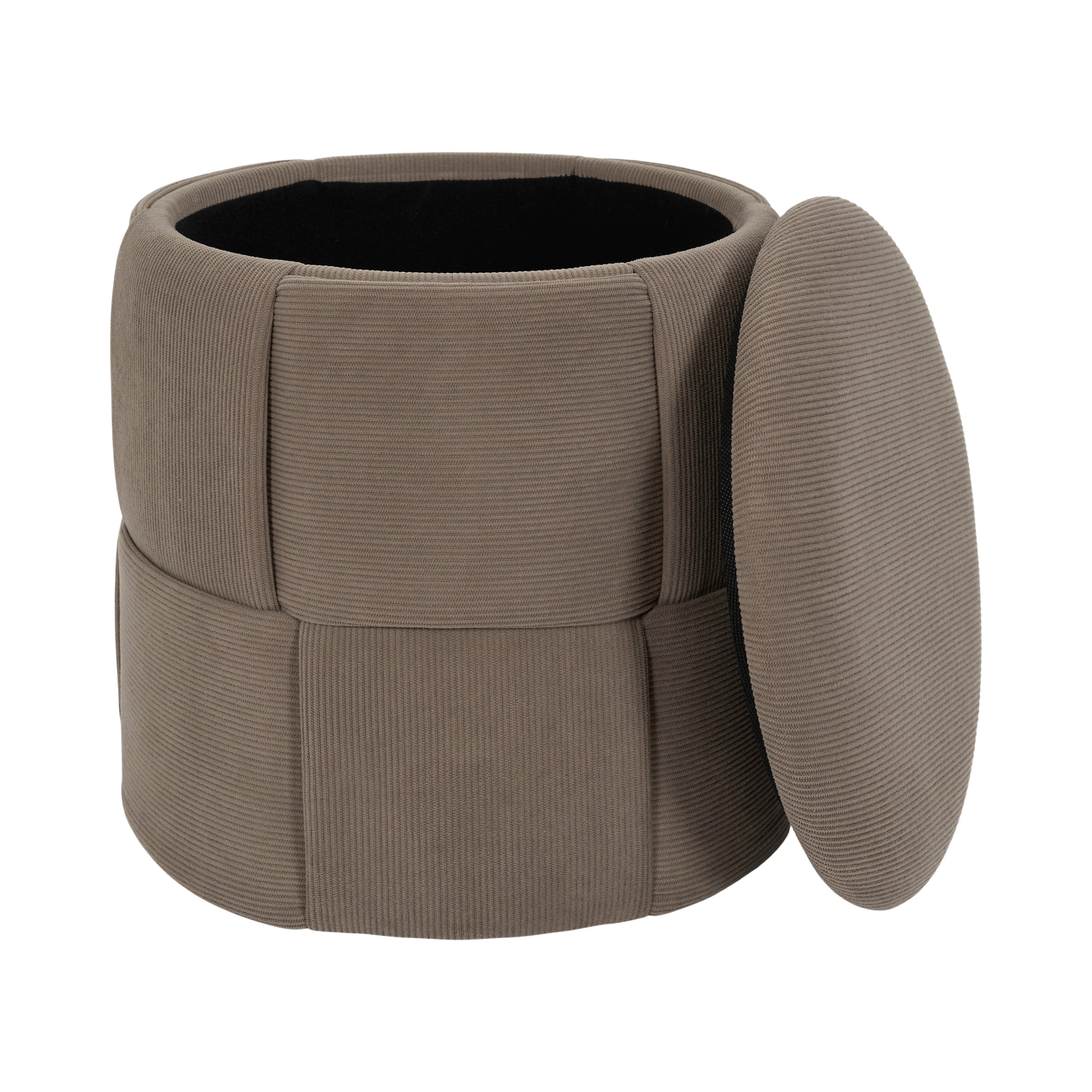 POUF RANGEMENT TRESSE COTELE JULES TAUPE