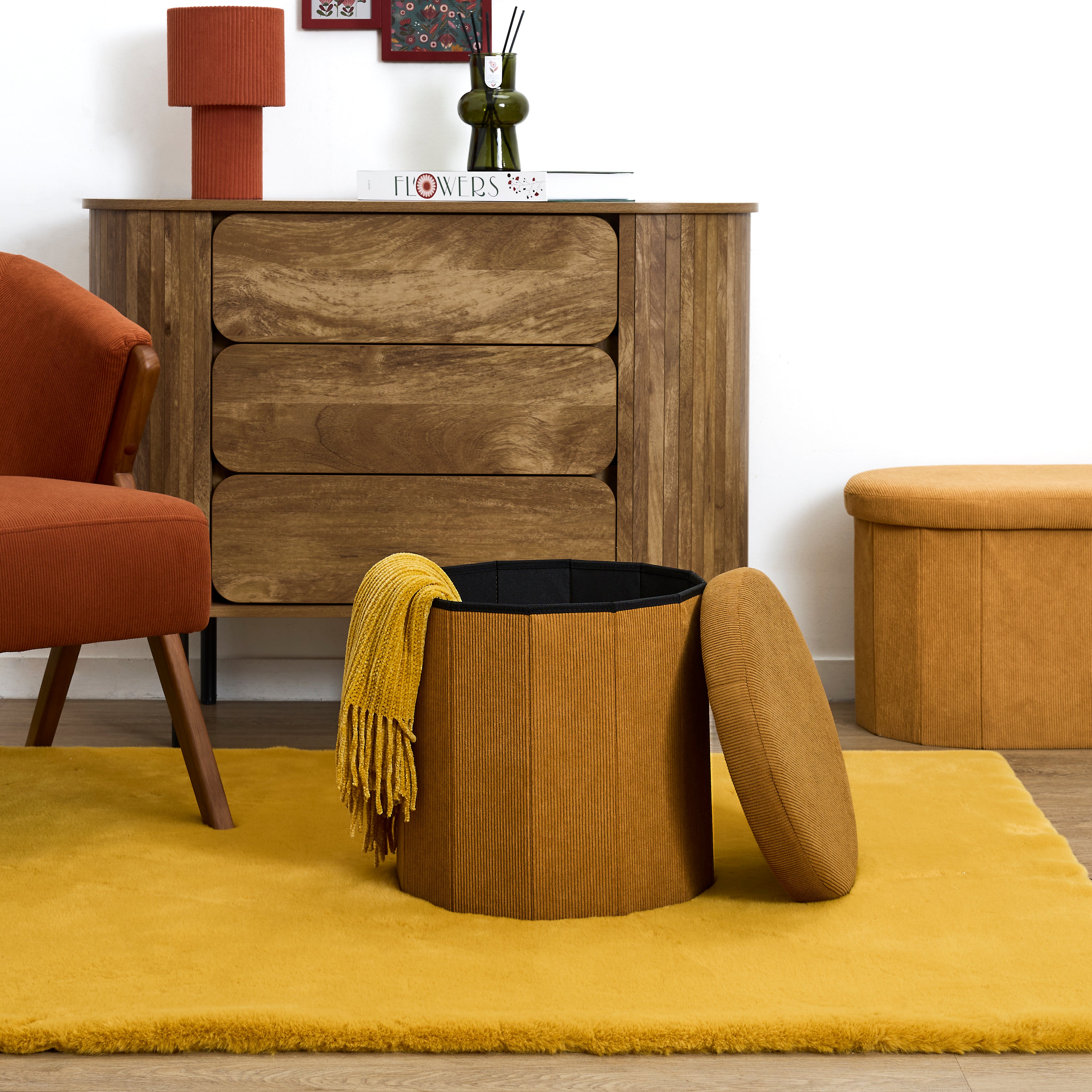 COFFRE POUF PLIABLE COTELE JULES JAUNE