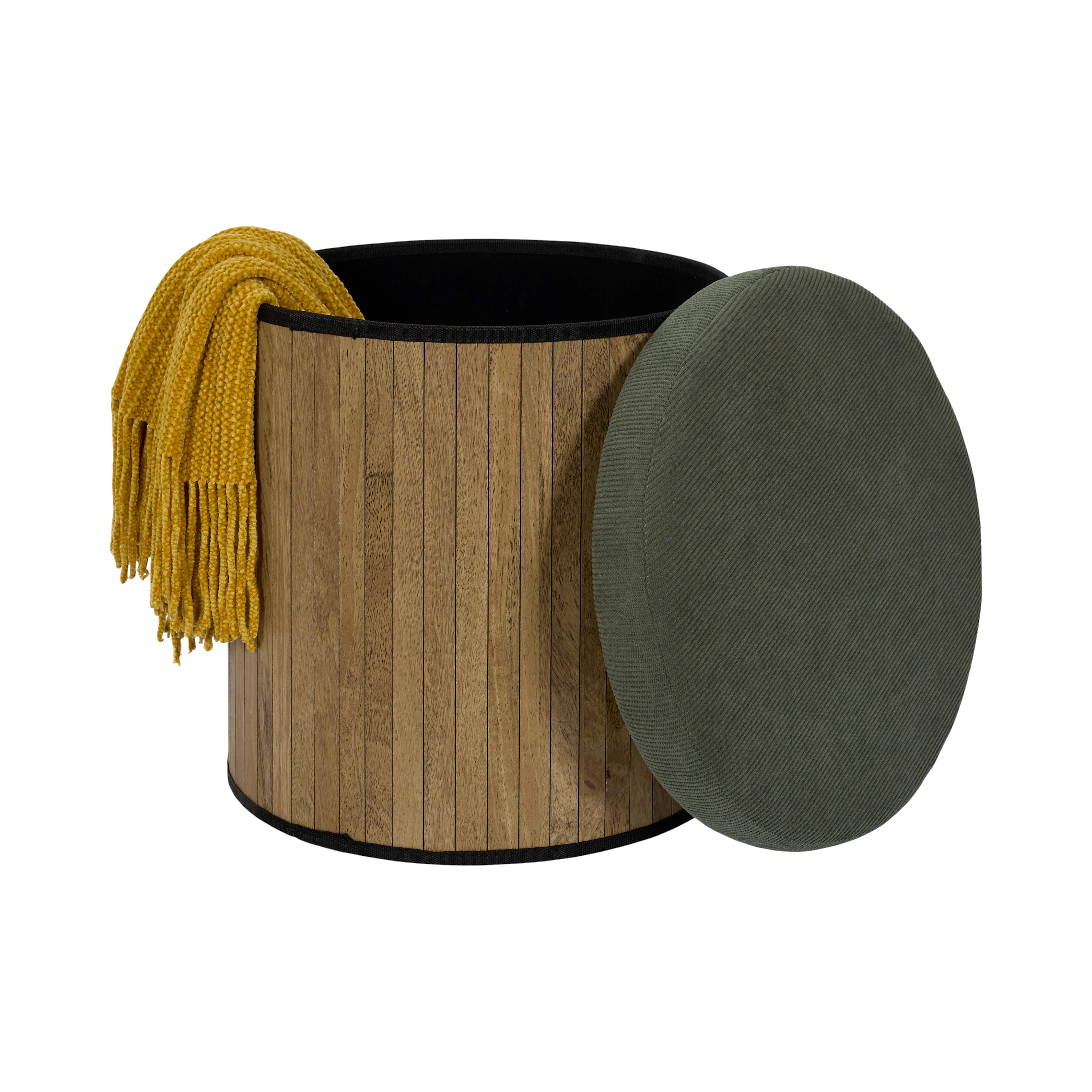 COFFRE POUF PLIABLE COTELE BOIS JULES VERT
