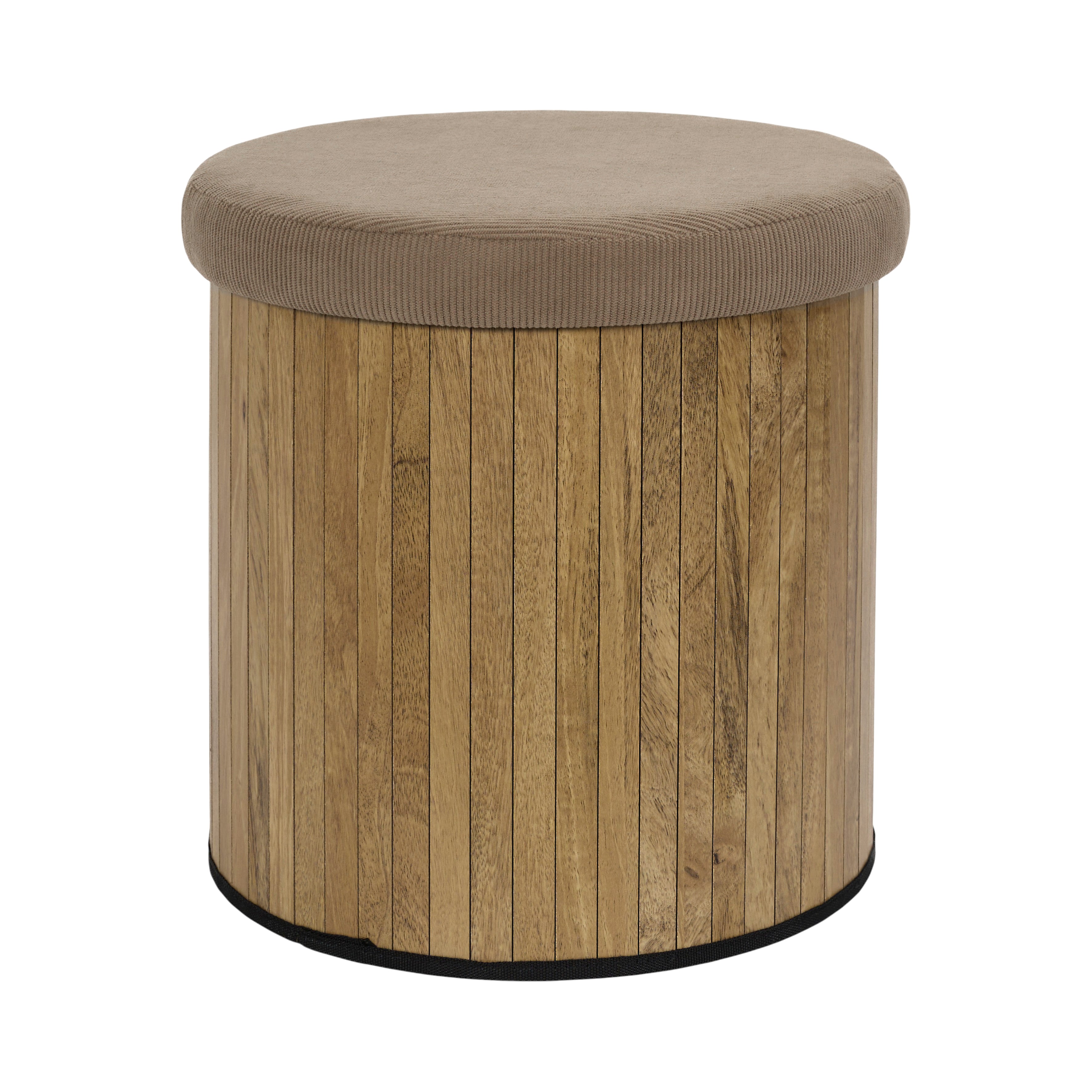 COFFRE POUF PLIABLE COTELE BOIS JULES TAUPE
