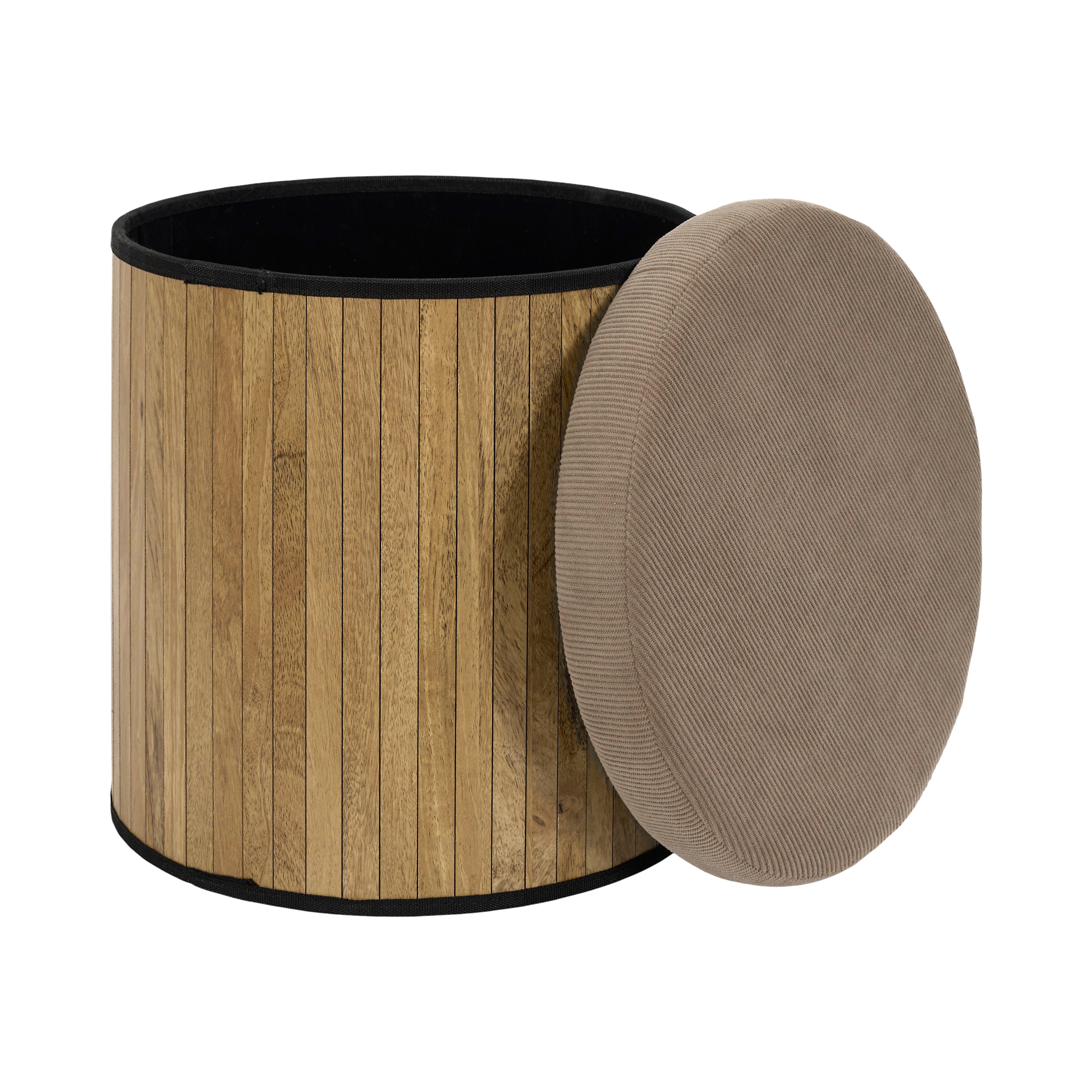 COFFRE POUF PLIABLE COTELE BOIS JULES TAUPE