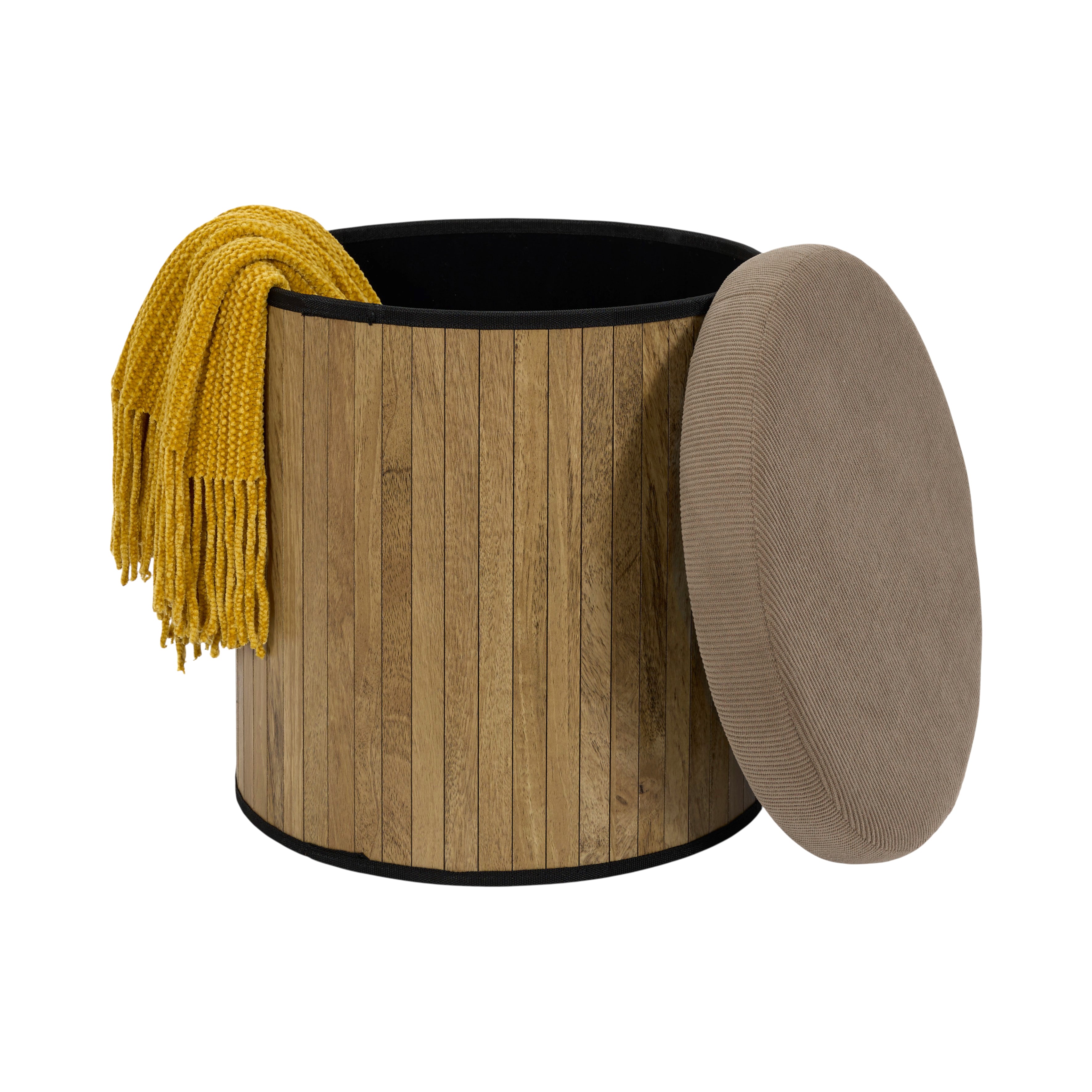 COFFRE POUF PLIABLE COTELE BOIS JULES TAUPE