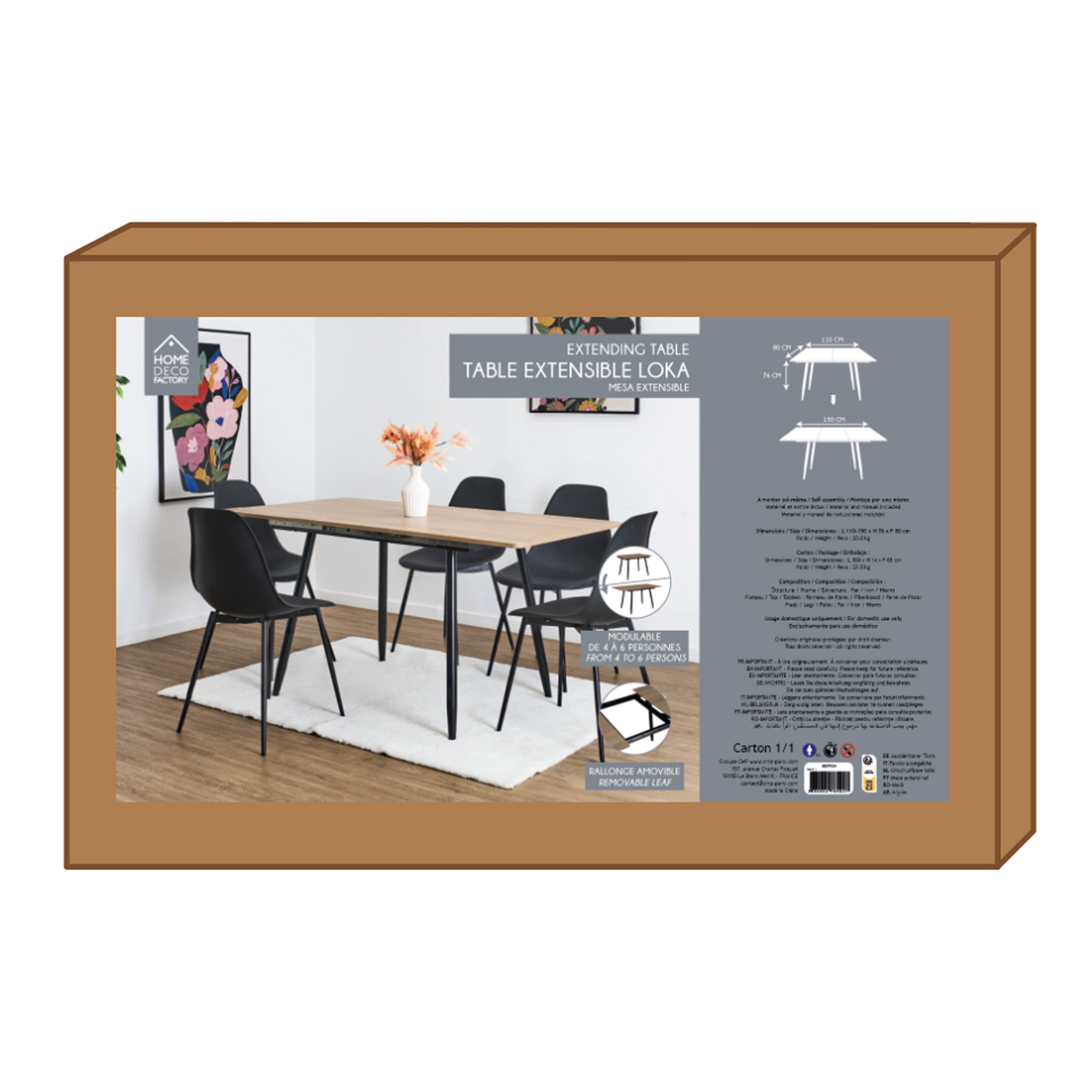 TABLE EXTENSIBLE 110 150CM LOKA