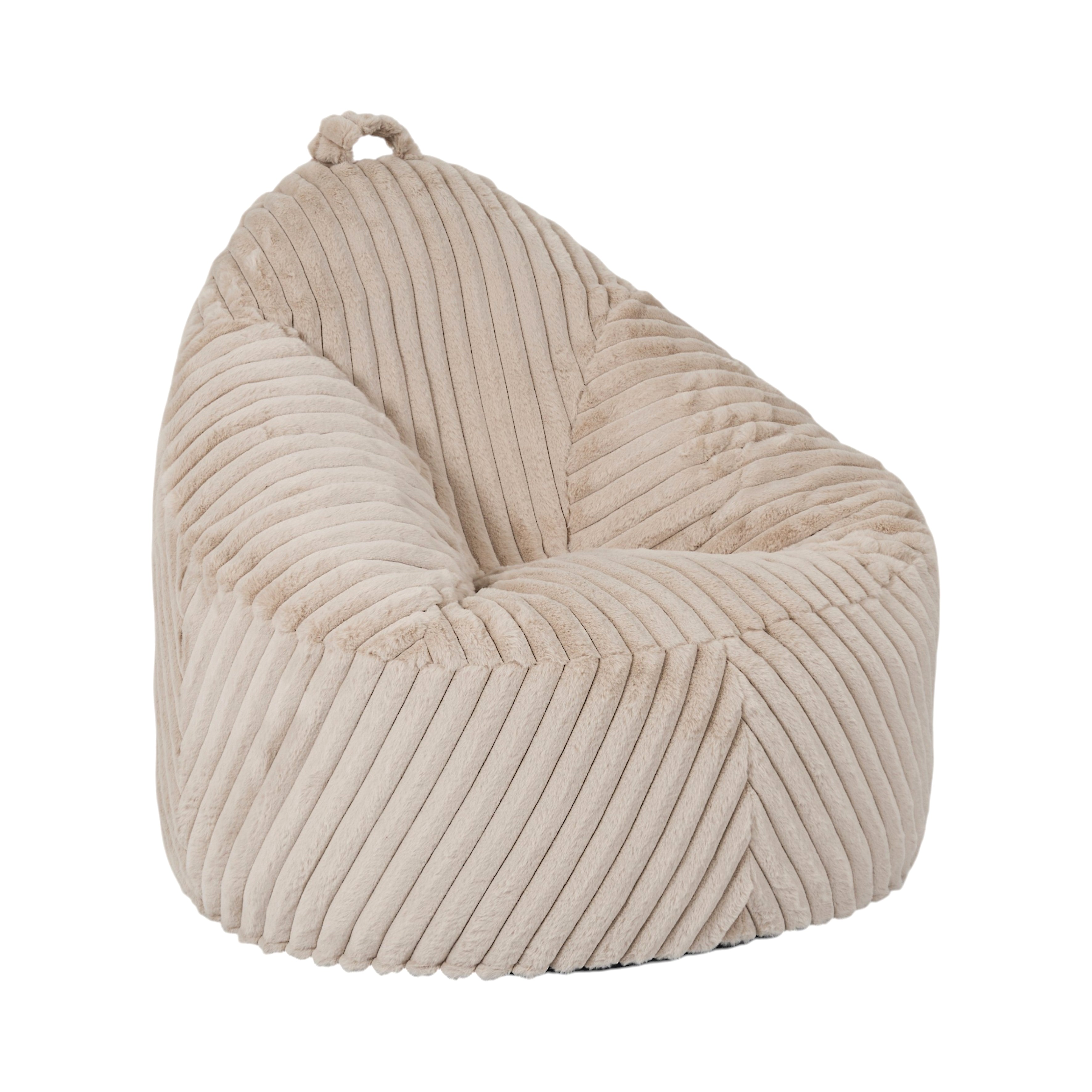 FAUTEUIL POIRE COMPRESSE FOURRURE COTELE BEIGE