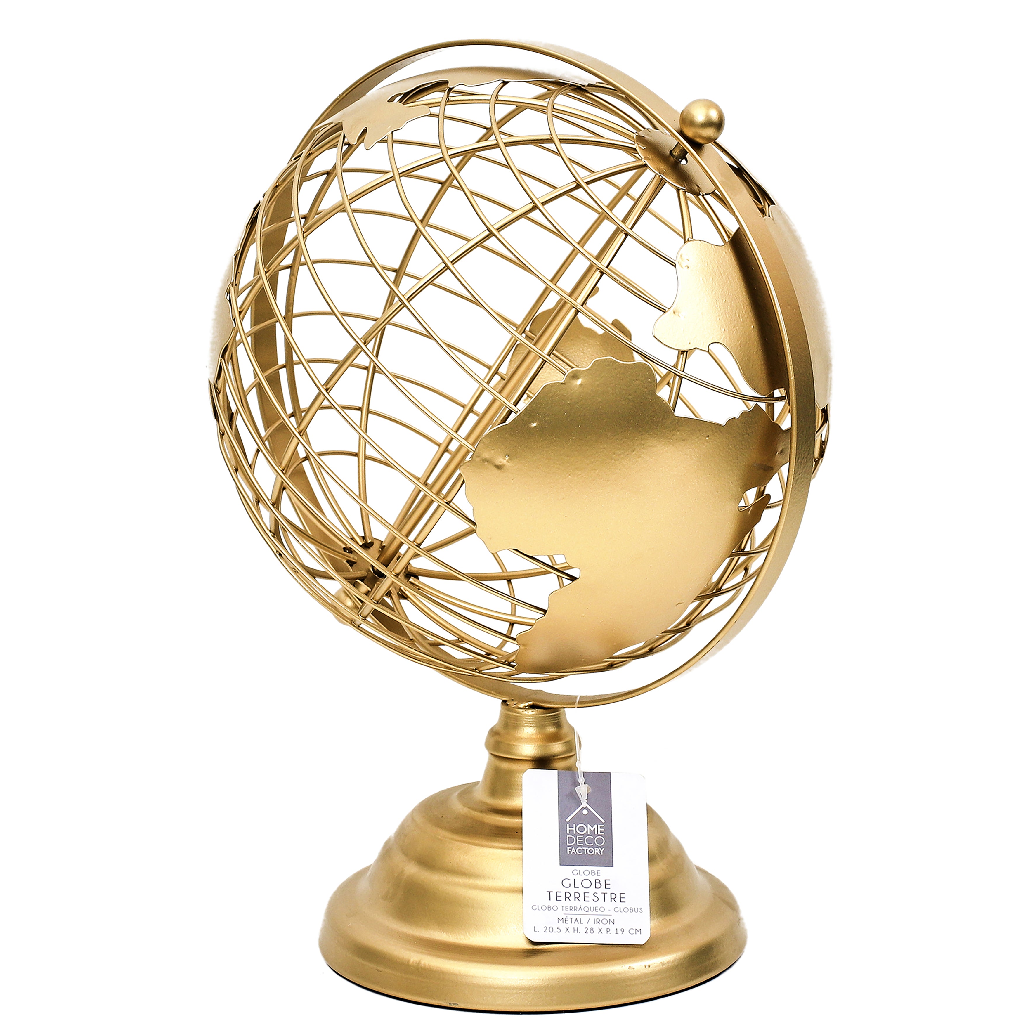 GLOBE TERRESTRE METAL DORE