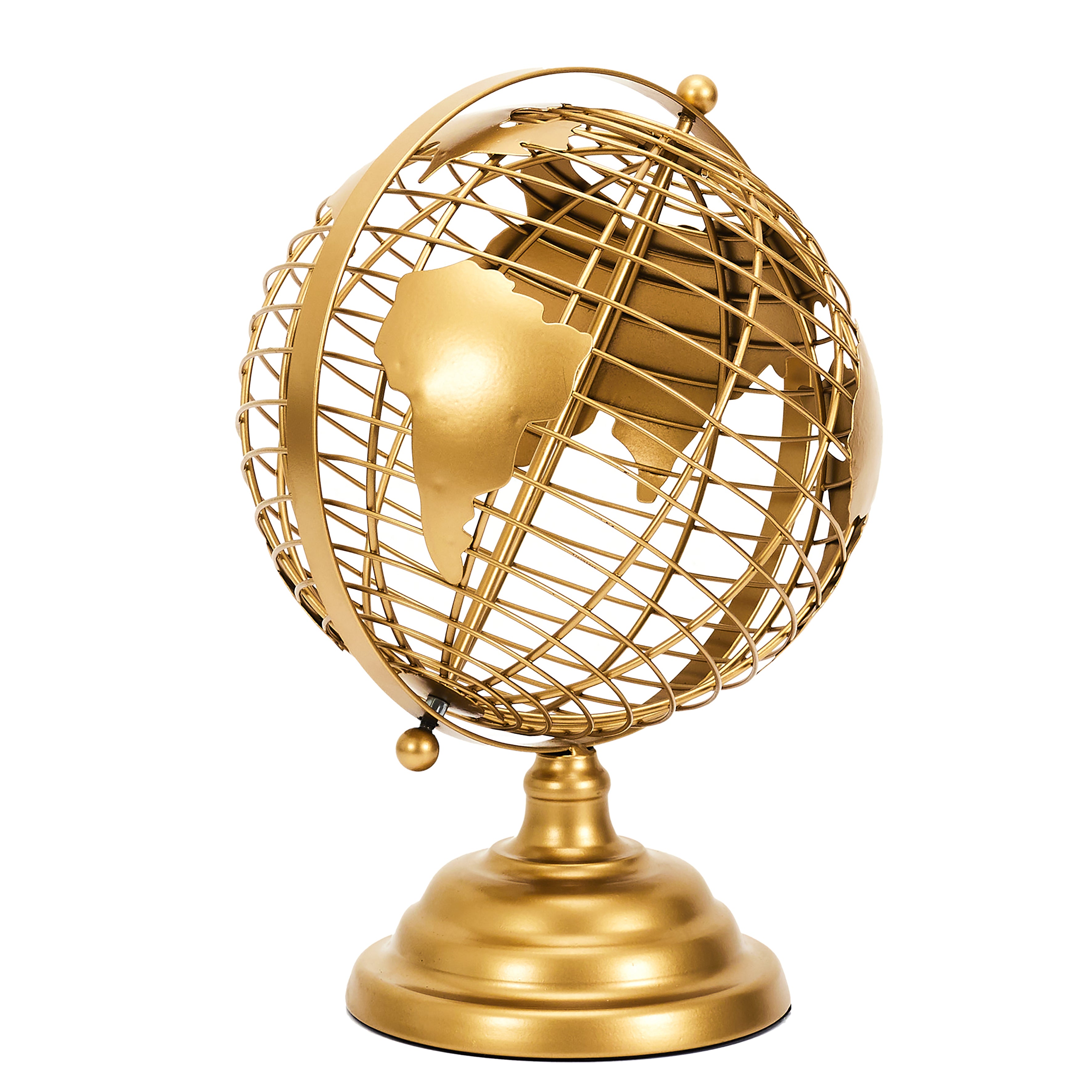 GLOBE TERRESTRE METAL DORE
