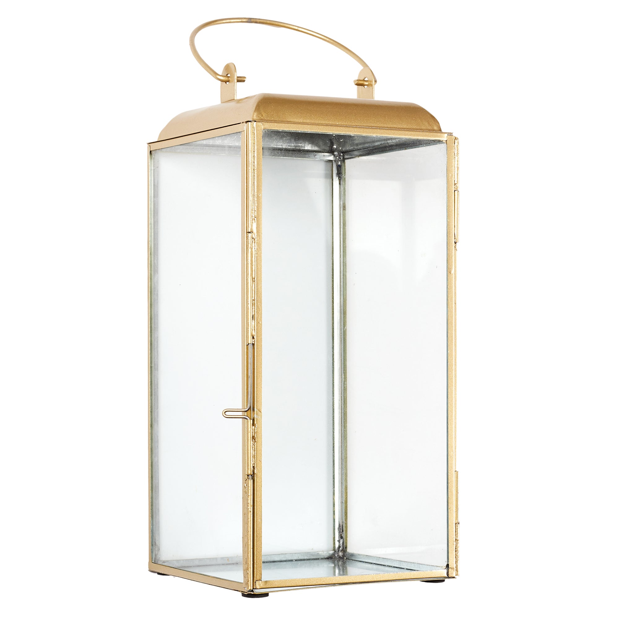 LANTERNE METAL DORE ET VERRE H30CM