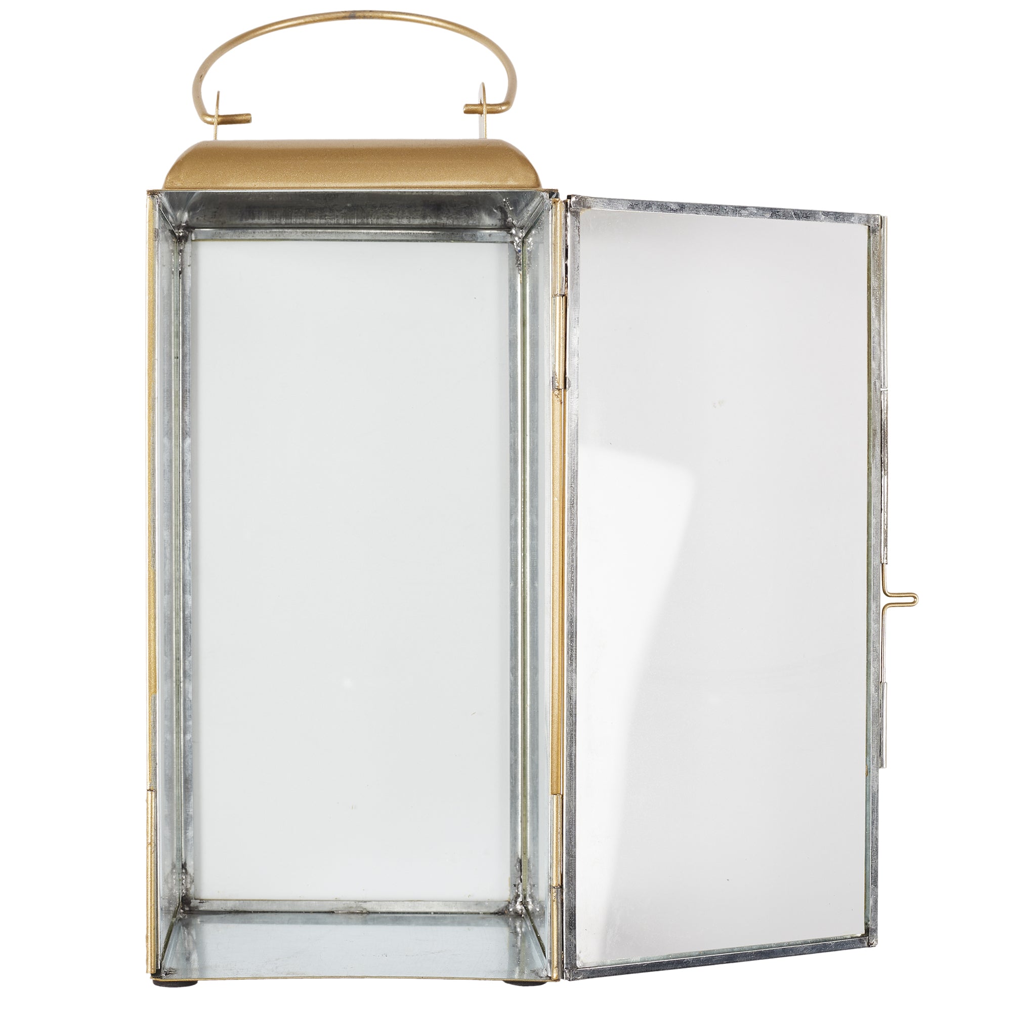 LANTERNE METAL DORE ET VERRE H30CM