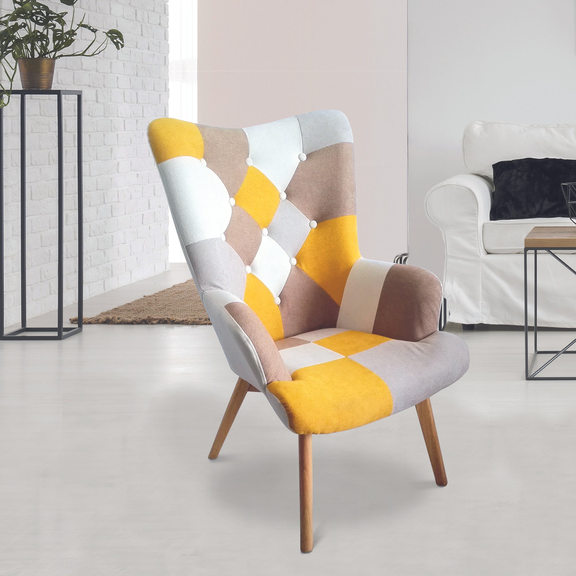 FAUTEUIL HELSINKI PATCHWORK JAUNE