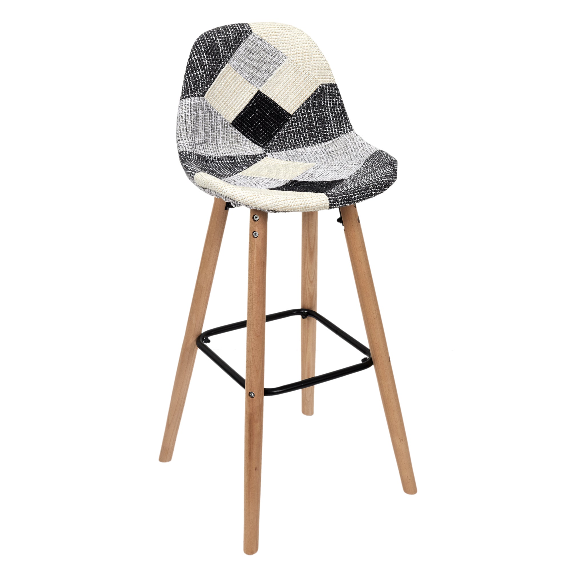 LOT DE 2 TABOURETS DE BAR PATCHWORK GRIS
