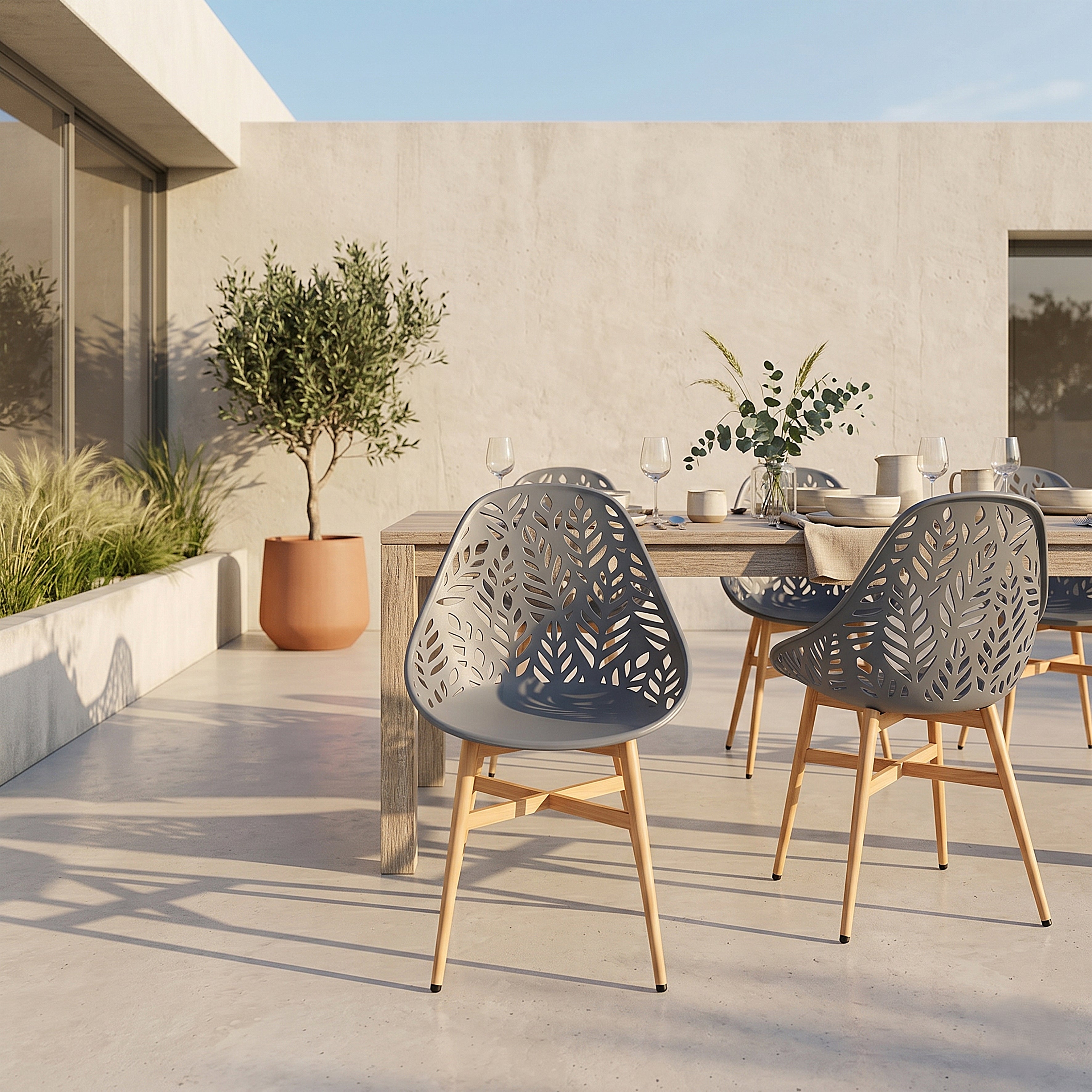 CHAISE LUCENA GRIS - LOT DE 4