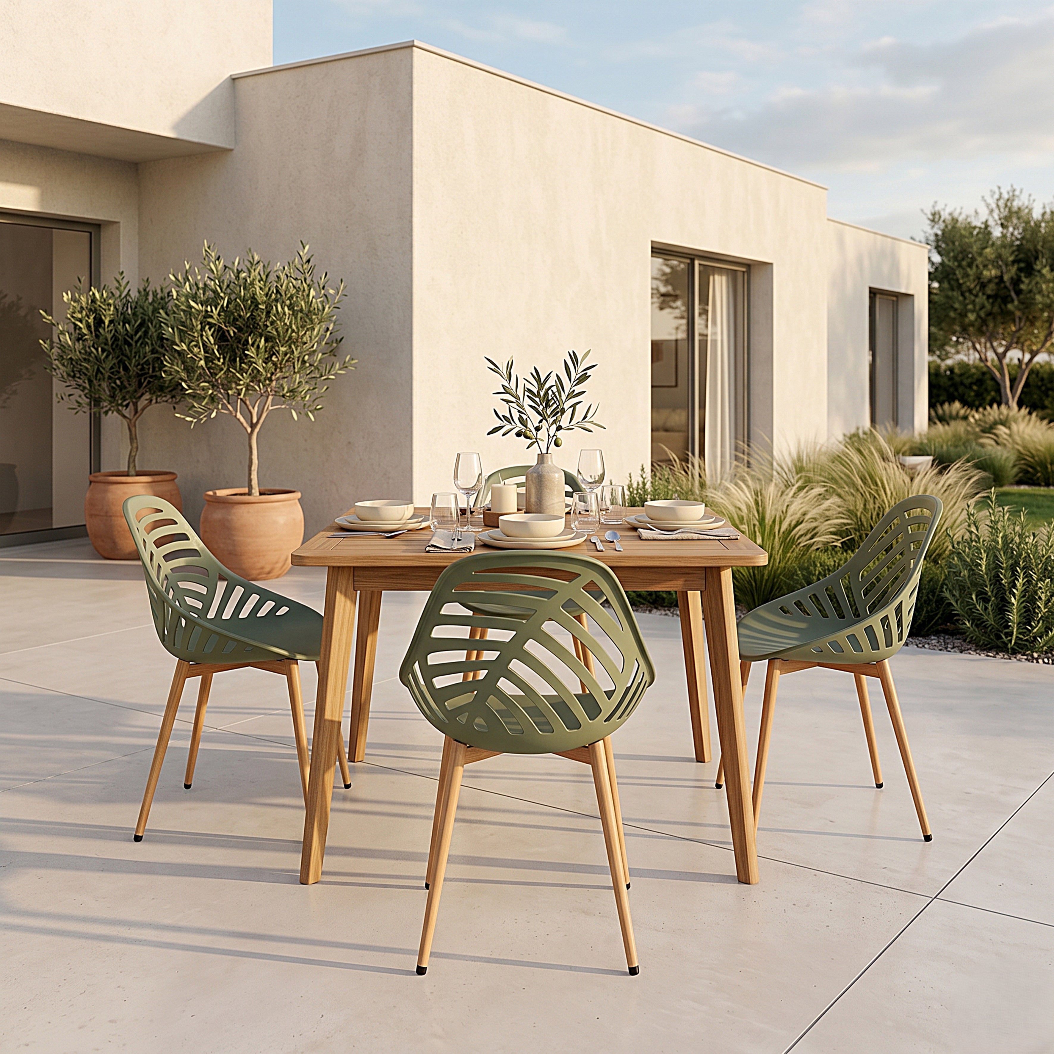 CHAISE ALAMEDA OLIVE - LOT DE 4